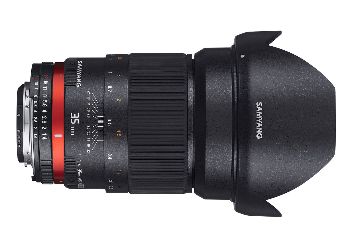 Samyang F1111004101 - Objetivo fotográfico DSLR para Pentax (Distancia Focal Fija 35mm, Apertura f/1.4-22 AS UMC, diámetro Filtro: 77mm), Negro