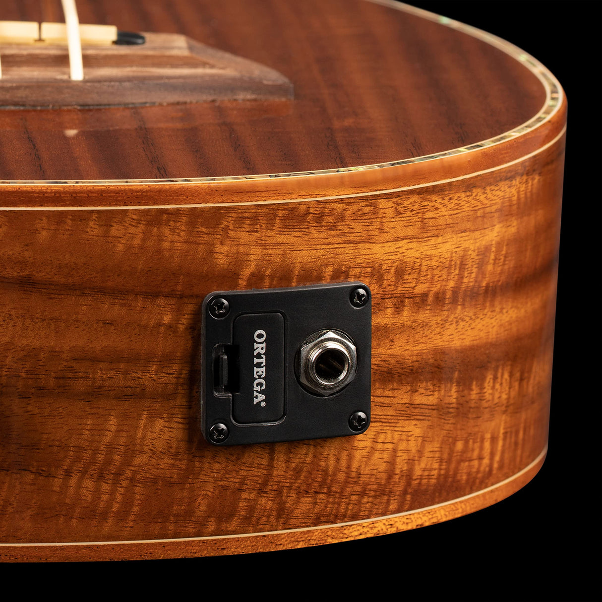 Ortega Guitars Travel Bass electro-acústico - fretless - Serie Lizard - Ukelele bajo - incluye Gigbag - Acacia, Mahagony (CAIMAN-FL-GB)