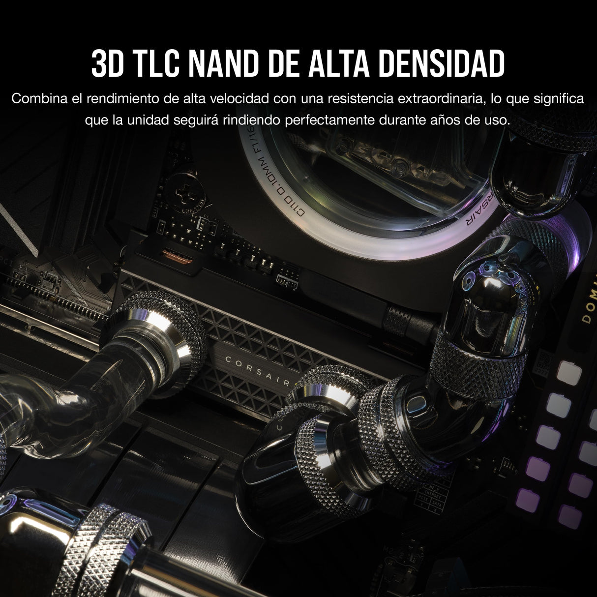 Corsair MP700 Pro SE Hydro X Series 4 TB M.2 PCIe Gen5 x4 NVMe 2.0 SSD – M.2 2280 – hasta 14.000 MB/s Velocidad de Lectura Secuencial – Bloque de Refrigeración Líquida Preinstalado – Negro