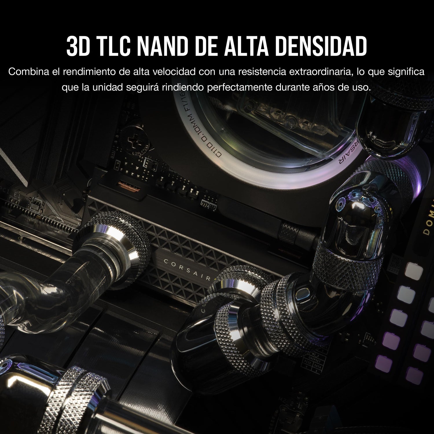 Corsair MP700 Pro SE Hydro X Series 4 TB M.2 PCIe Gen5 x4 NVMe 2.0 SSD – M.2 2280 – hasta 14.000 MB/s Velocidad de Lectura Secuencial – Bloque de Refrigeración Líquida Preinstalado – Negro