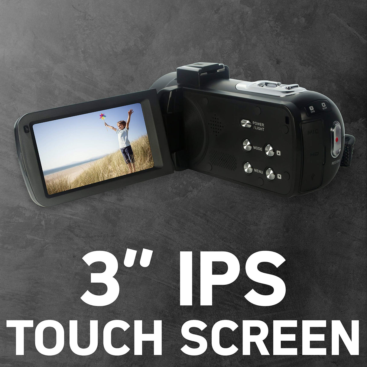 AgfaPhoto Realimove CC2700 - Videocámara de vídeo de 2,7 K, Fotos de 24 MP, Pantalla táctil IPS de 3,0 Pulgadas, Zoom Digital 18X, luz LED, Mando a Distancia, 2 Pilas de Litio
