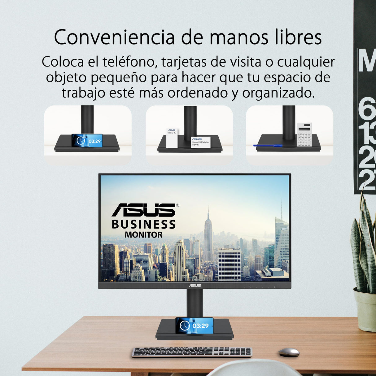 ASUS VA24DQFS Monitor profesional de 24 Pulgadas, IPS, Full HD, sin marco, 100 Hz, Adaptive-Sync, MPRT de 1 ms, HDMI, DisplayPort, VGA, luz azul baja, antiparpadeo, diseño ergonómico, montaje en pared