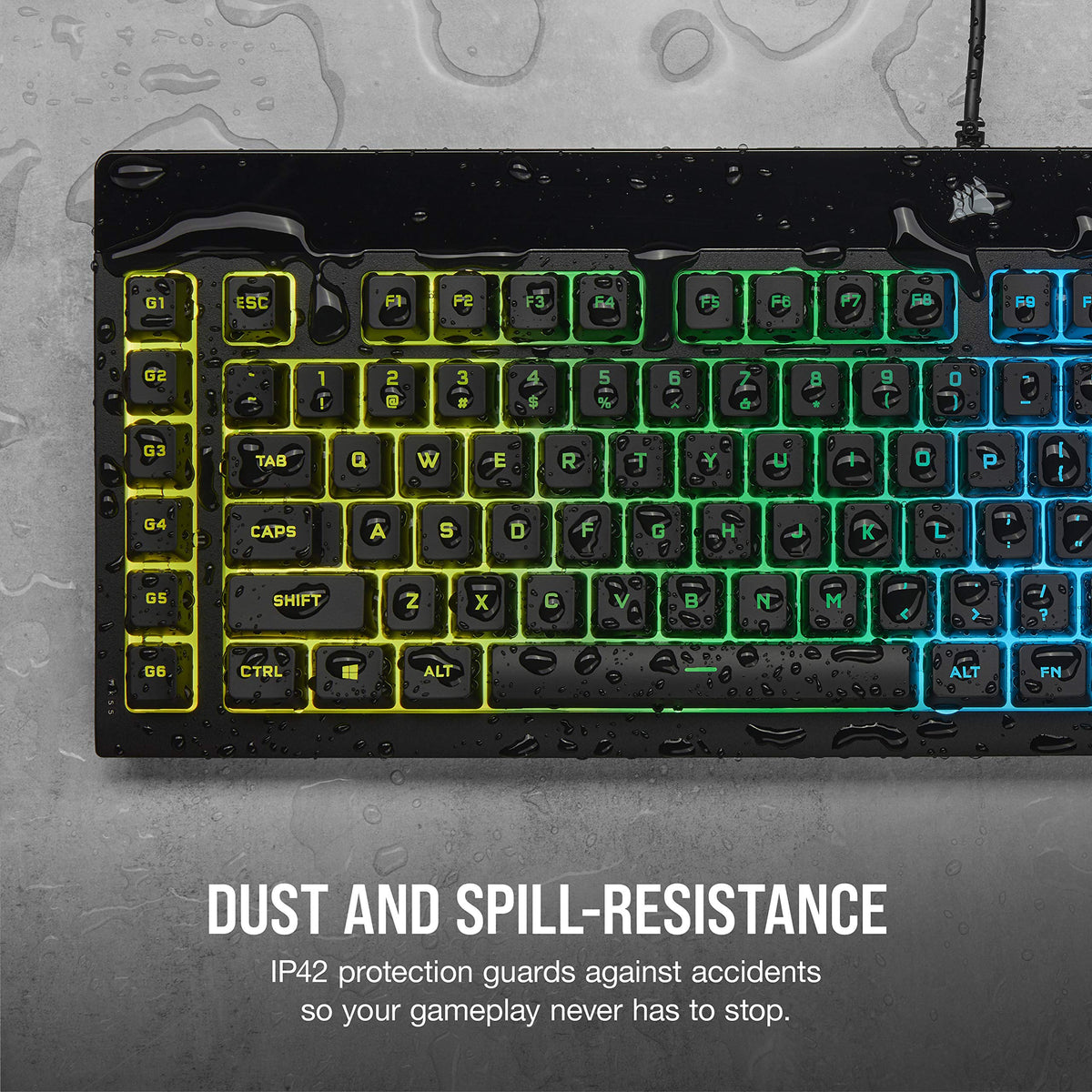 Corsair K55 RGB Pro Membrana Teclado para Juegos con Cable, IP42, Resistente al Polvo y a los derrames, 6 Teclas Macro con integración Elgato, Compatible con iCUE, QWERTY UK, PC, Mac, Xbox, Color