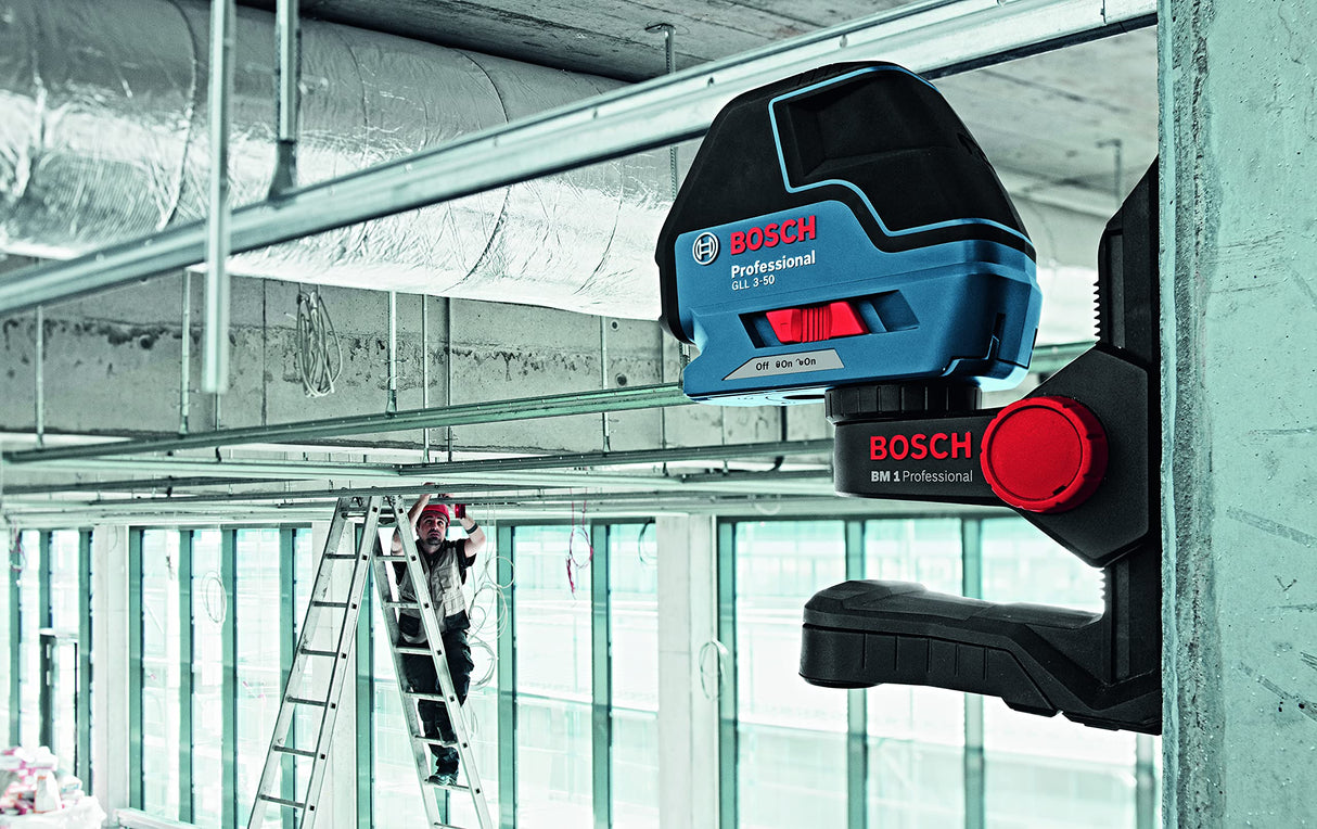 Bosch Professional Nivel láser GLL 3-50 (láser rojo, interior, alcance: 10 m, 4 pilas AA, soporte giratorio)