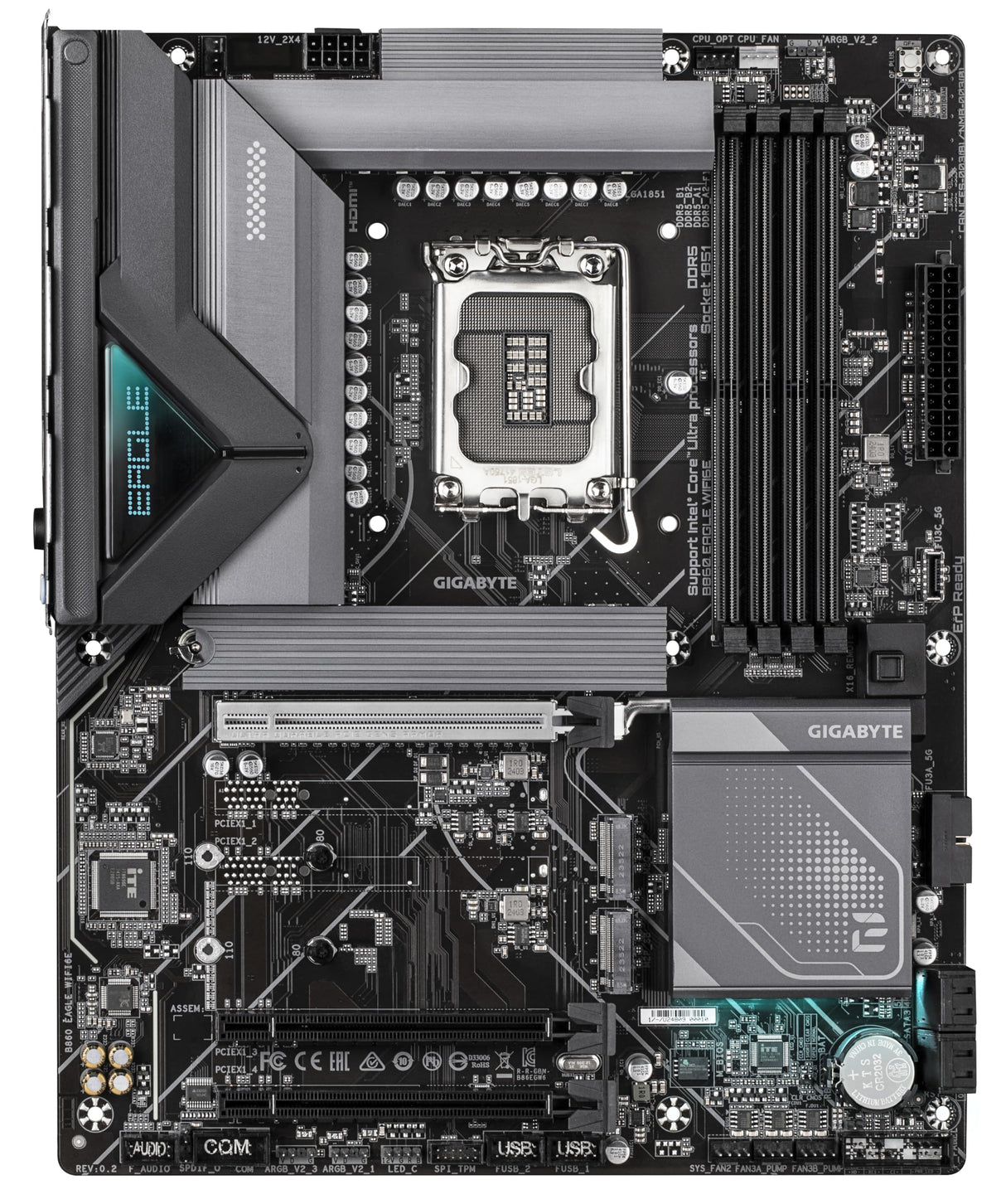 GIGABYTE B860 Eagle WIFI6E Placa Base - CPUs Intel Core Ultra, VRM de 12+1+2+1 Fases, hasta 9066MHz DDR5, 1xPCIe 5.0 + 2xPCIe 4.0 M.2, LAN 2,5 GbE, WiFi 6E, USB 3.2 Gen 2x2