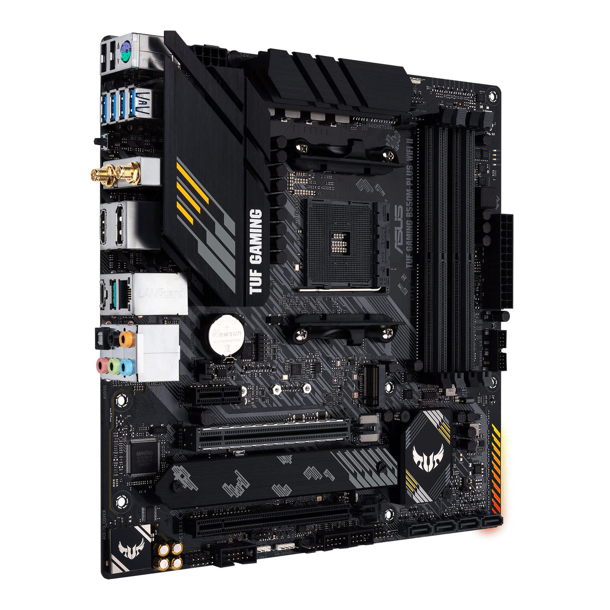 ASUS TUF Gaming B550M-PLUS WiFi II - Placa Base Micro-ATX AMD B550 (PCIe 4.0, 2X M.2, VRM de 10 etapas, HDMI, DP, USB 3.2 Gen. 2 de Tipo A y C, Aura Sync RGB)