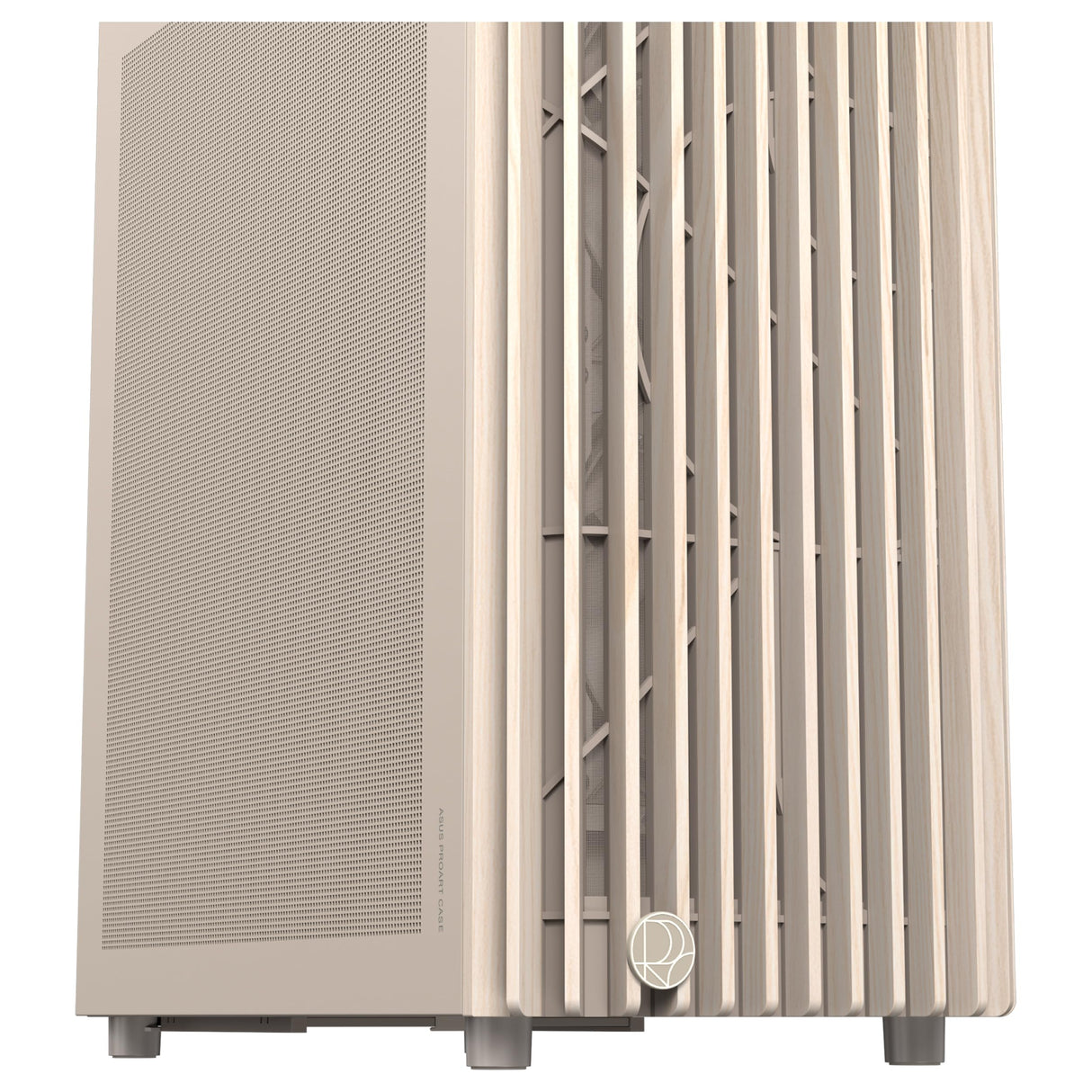 ASUS ProArt PA401 Wood Edition - Chasis ATX con Panel de Malla, Compatible con GPU de 314mm, Compatible con radiadores de 240 mm, Dos Ventiladores de 160mm, Soporte de PSU extraíble - Beige