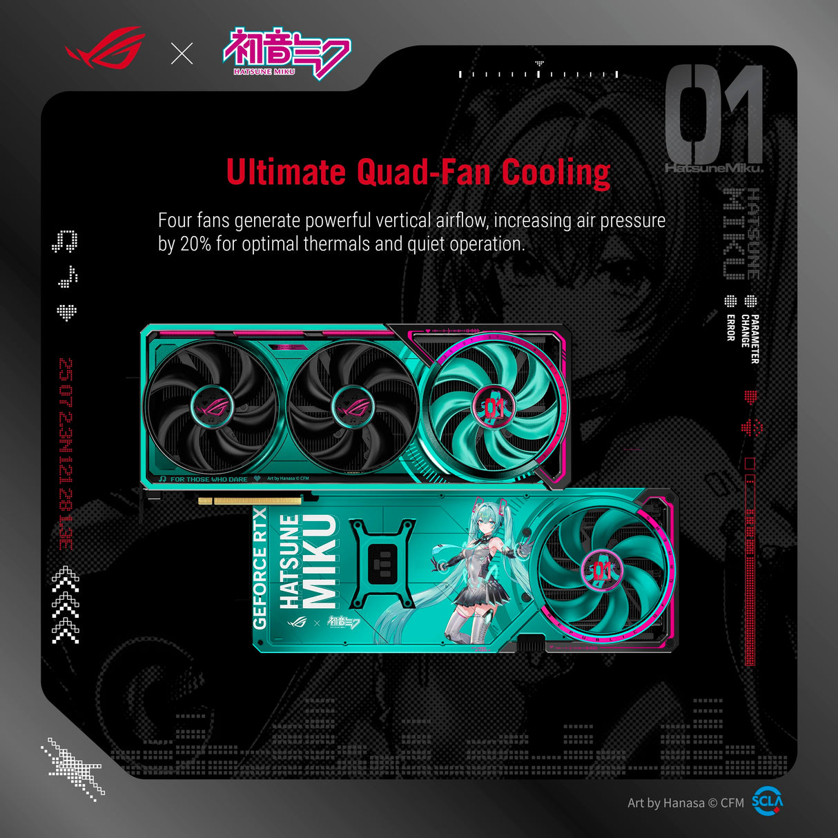 ASUS ROG Astral GeForce RTX 5080 16GB GDDR7 OC Hatsune Miku Edition Edition – Tarjeta gráfica Gaming (PCIe 5.0, HDMI, Display 2.1, 3.8 Slot, 4 Ventiladores axiales, Almohadilla térmica GPU)