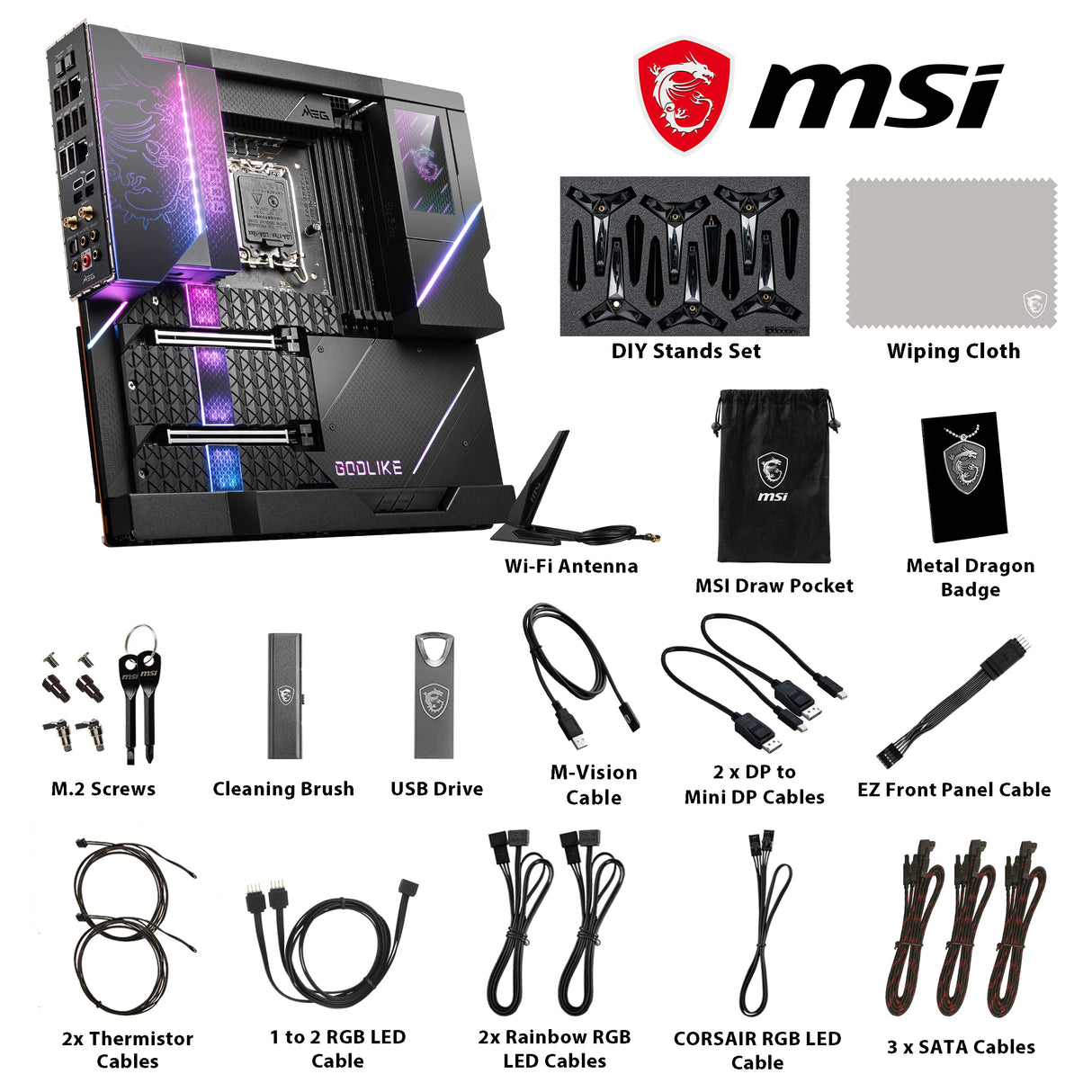 MSI Meg Z690 GODLIKE - Placa Base para Juegos (E-ATX, Intel Core de 12 generación, LGA 1700 Socket, DDR5, PCIe 5, LAN 10G, Ranuras M.2, Wi-Fi 6E), 7D26-001R