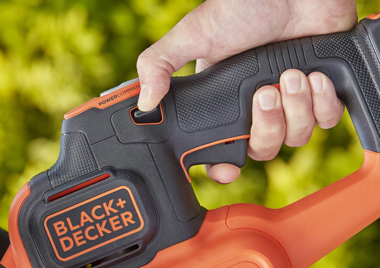 BLACK+DECKER Cortasetos 36V, Batería 2.5Ah, Cuchilla Doble Acción 55cm, Doble Interruptor y Mango, Tecnología Powercommand, Incluye Batería y Cargador 1,3A, BCHTS3625L1-QW