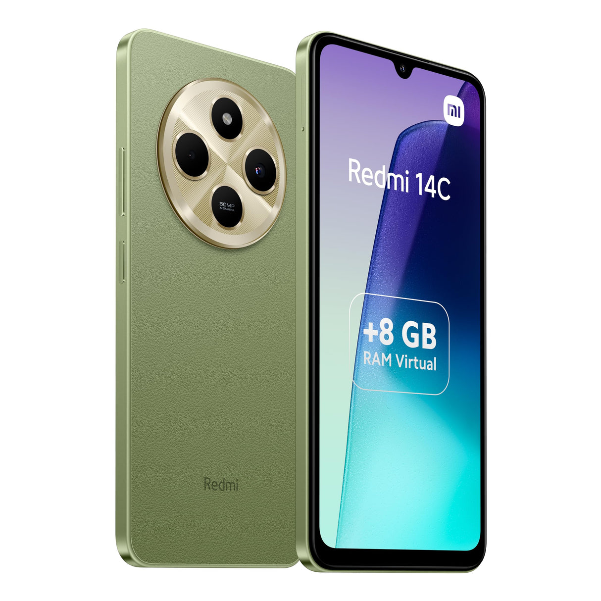 XIAOMI Redmi 14C - Smartphone de 8+256GB, Pantalla de 6.88” 120Hz LCD HD+, MediaTek Helio G81 Ultra, cámara Dual con IA de 50MP, 5160mAh, NFC, Verde (Versión ES)