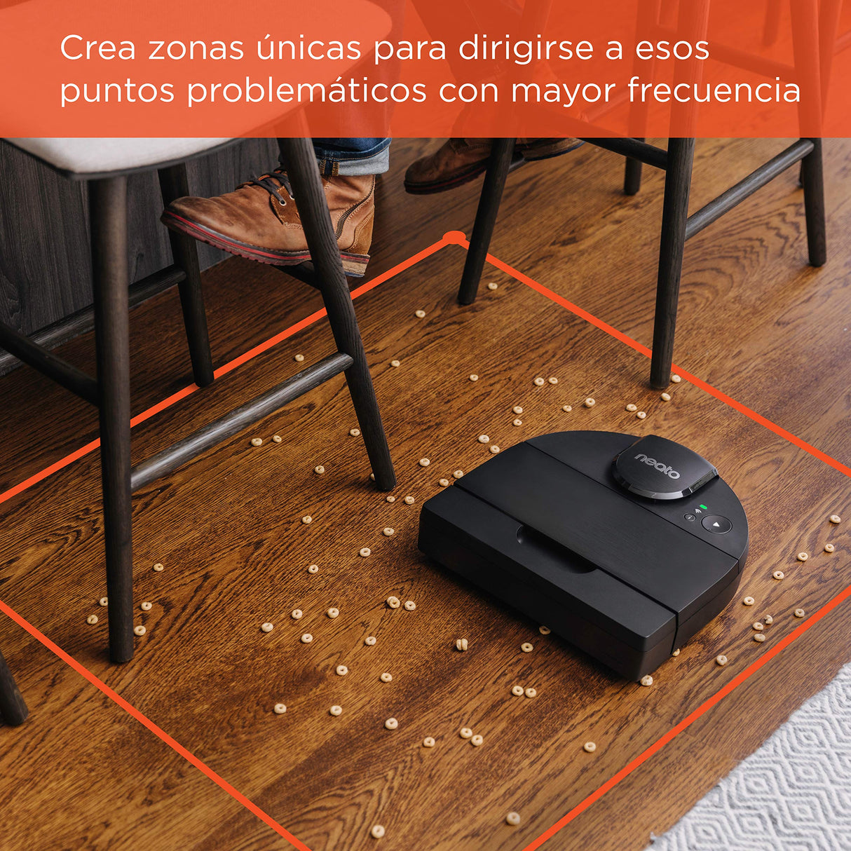 Neato D9 Smart Robot Vacuum Cleaner - D-Design, HEPA Filter, Laser Map Navigation - App Control - 200 Minutes Duration, Auto Recharge and Reset - Black