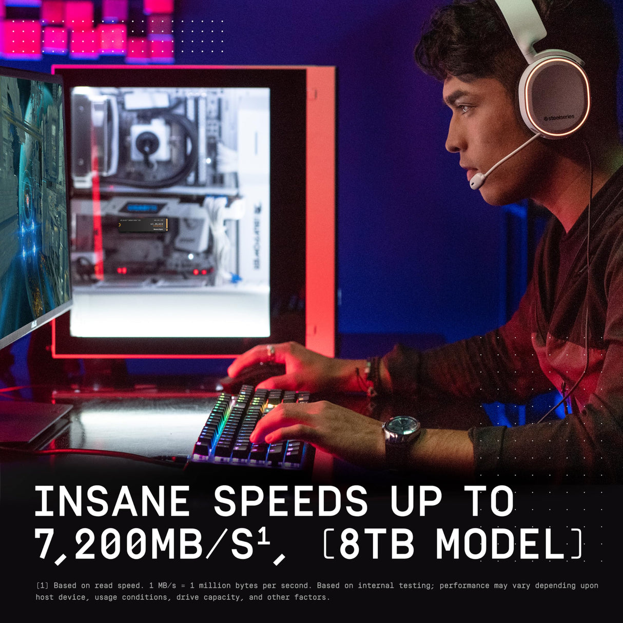 WD_BLACK SN850X NVMe SSD 8 TB M.2 2280, Velocidades de lectura hasta 7200 MB/s, escritura 6600 MB/s, SSD para Juegos internos, PCIe Gen4, SSD de alto rendimento, Negro
