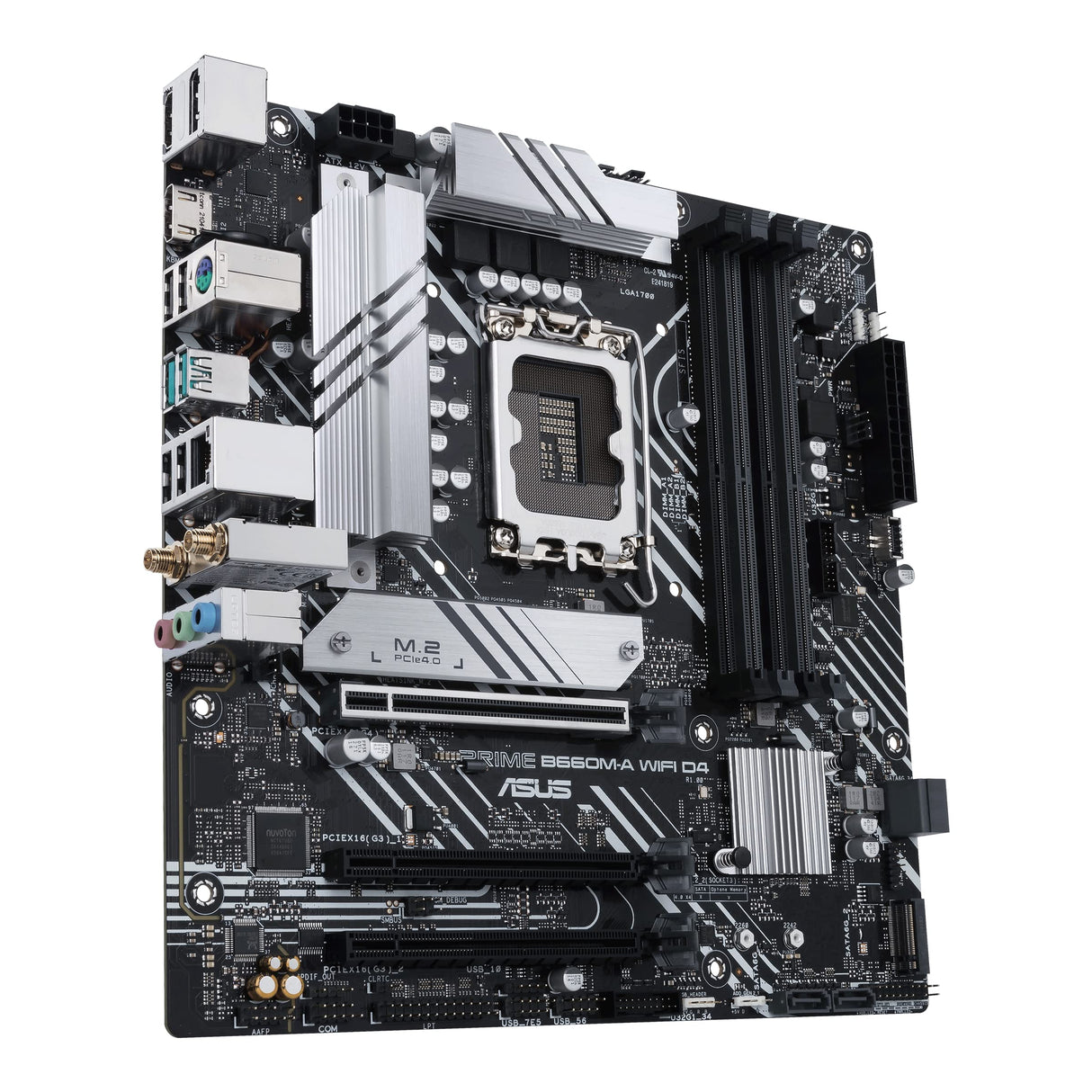 ASUS PRIME B660M-A WIFI D4 - Placa base mATX Intel B660 LGA 1700 (PCIe 4.0, dos M.2, Intel 1Gb Ethernet, Wi-Fi, DP, 2 HDMI, USB 3.2 Gen. 2 trasero, USB 3.2 Gen. 1 de tipo C frontal, Aura Sync)