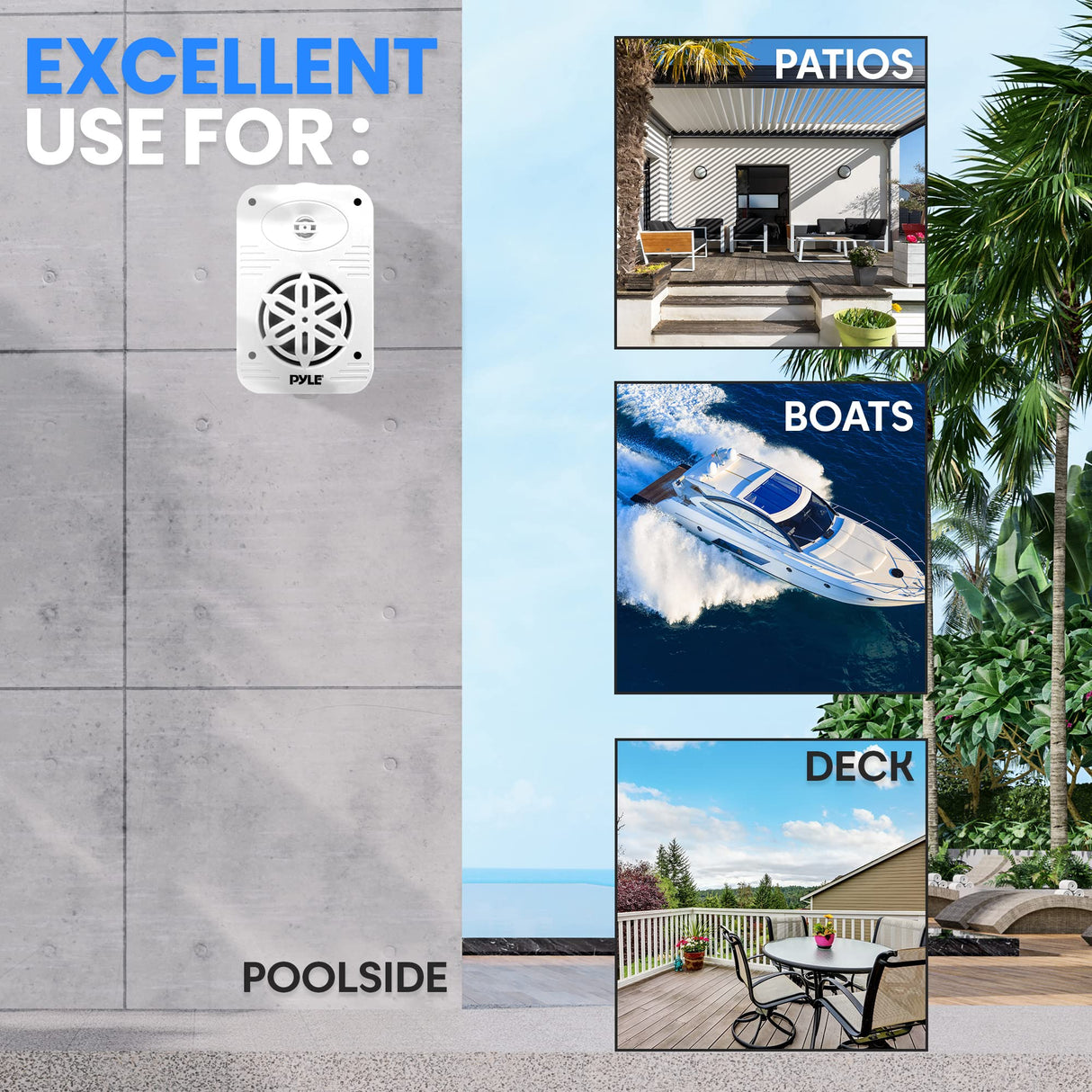 Pyle Altavoces para Interior y Exterior – 500 W, 2 Altavoces Blancos de 5,25" Impermeables, Sistema de 2 Vías con Tweeter de ½, para Casa, Barco, Terraza y Piscina