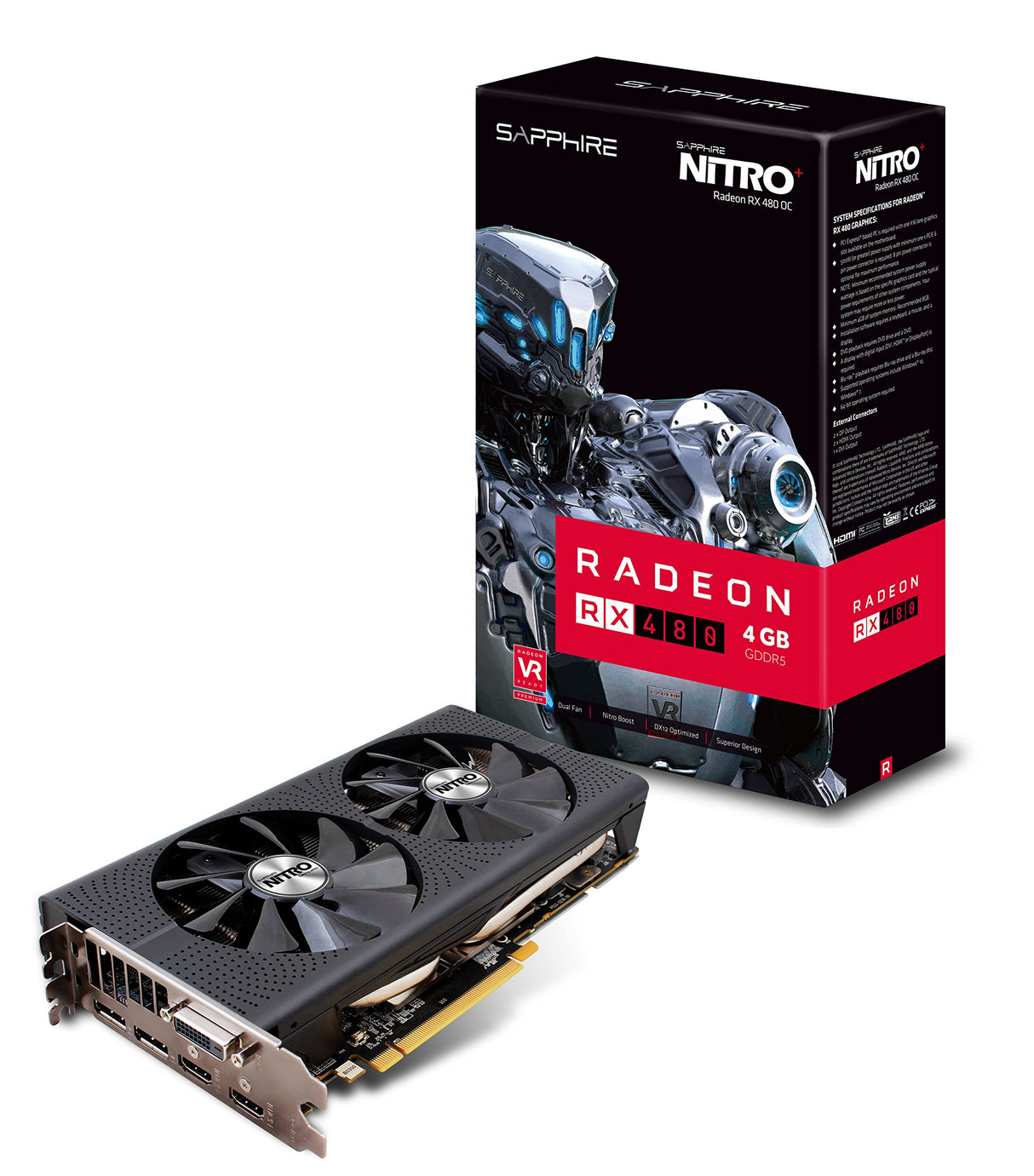 Tarjeta gráfica de bus de memoria Sapphire NITRO+ RadeonTM RX 480 4 GB GDDR5 256 bit PCI-Express 3.0 (11260-02-20G)