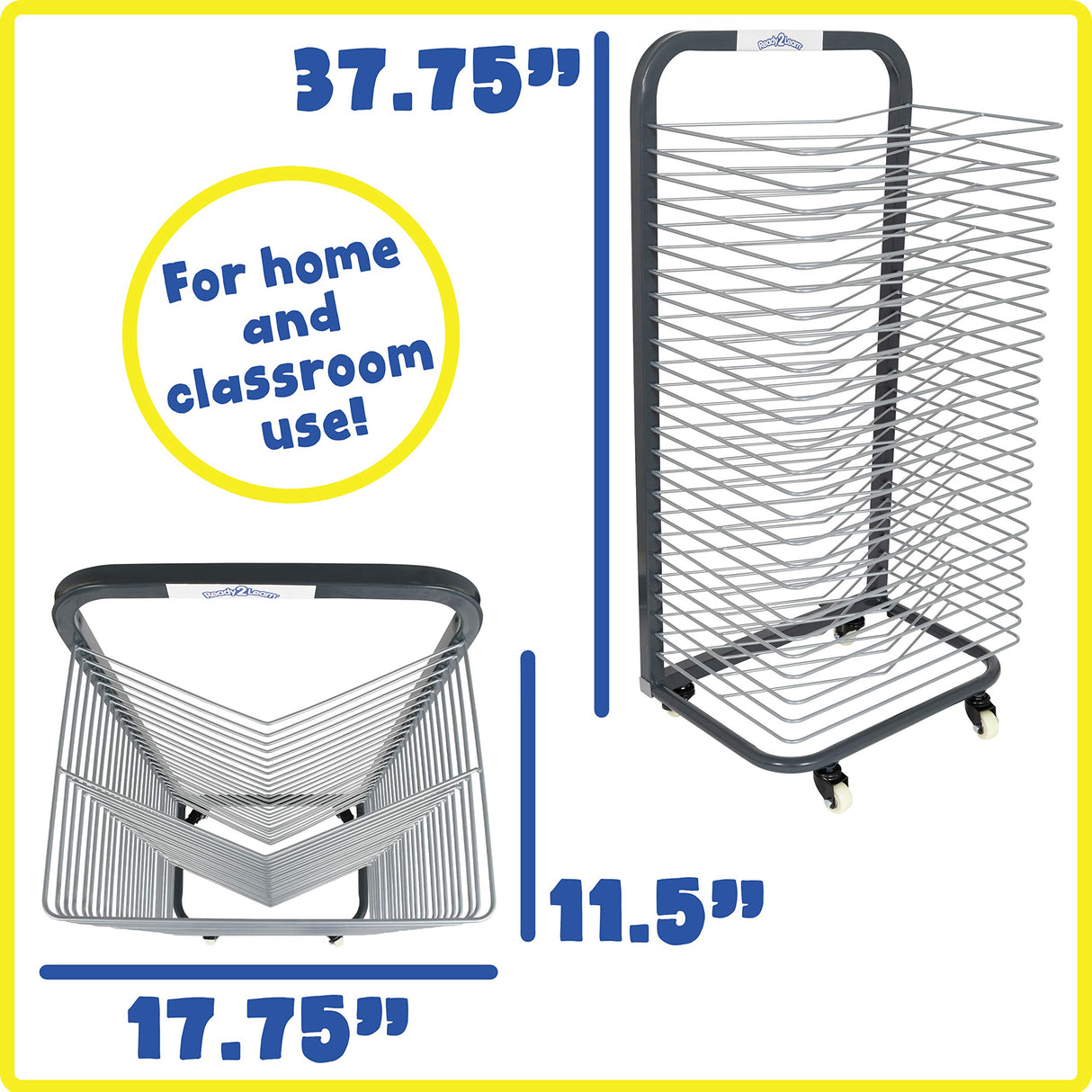READY 2 LEARN Estante de Secado de Arte, Organizador de Arte Resistente para Pinturas y Dibujos, 25 estantes, Acero, 4 Ruedas, 2 Ruedas de Bloqueo, 96 cm de Alto x 45 cm de Ancho