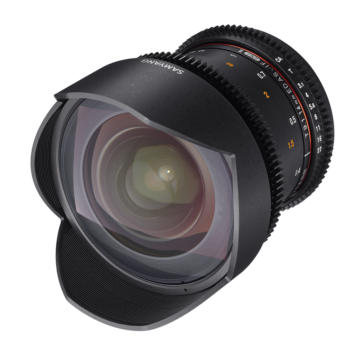 Samyang F1312603101 - Objetivo para vídeo VDSLR para Nikon F (Distancia Focal Fija 14mm, Apertura T3.1-22 ED AS IF UMC II), Negro