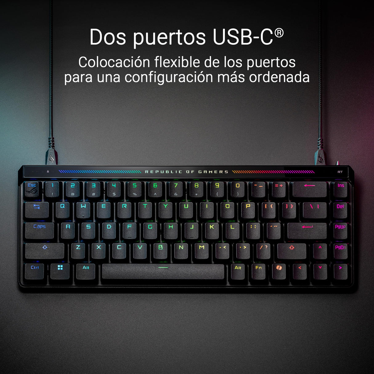ASUS ROG Falchion Ace HFX Teclado Gaming analógico 65%, interruptores magnéticos ROG HFX, Disparo rápido, Panel táctil, 8000 Hz, amortiguación de Cinco Capas, Carcasa, Teclas ABS, QWERTY Español