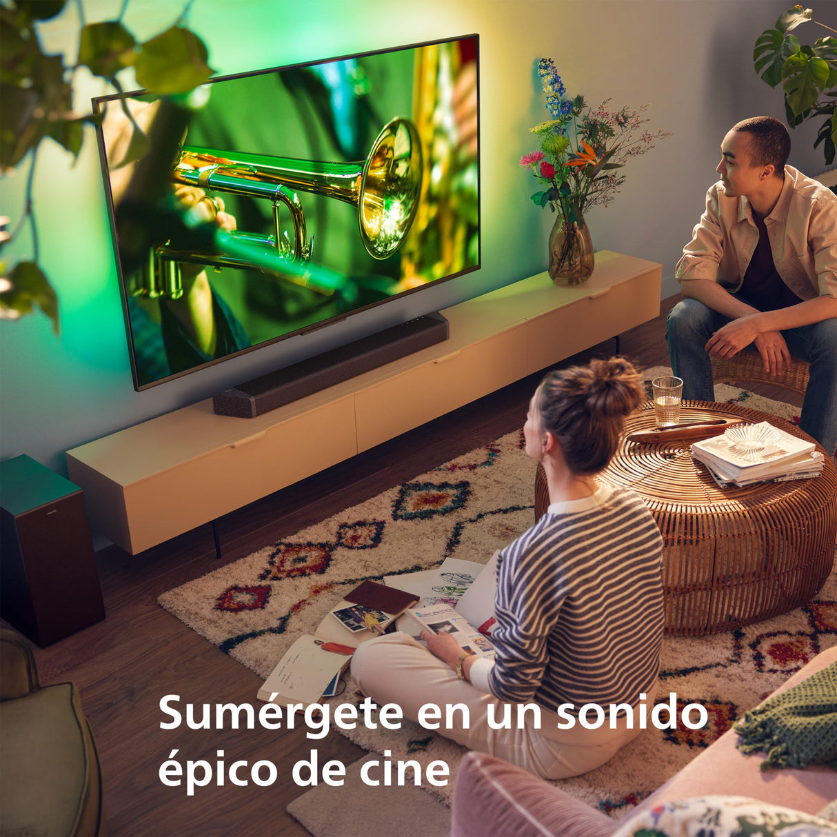 Philips TAB7908/10 Barra De Sonido 5.1.2 con Subwoofer Inalámbrico | 740W | Dolby Atmos | DTS Virtual:X | Sonido Envolvente | Roku TV EasyLink | Remoto | Soporte De Pared | Negro