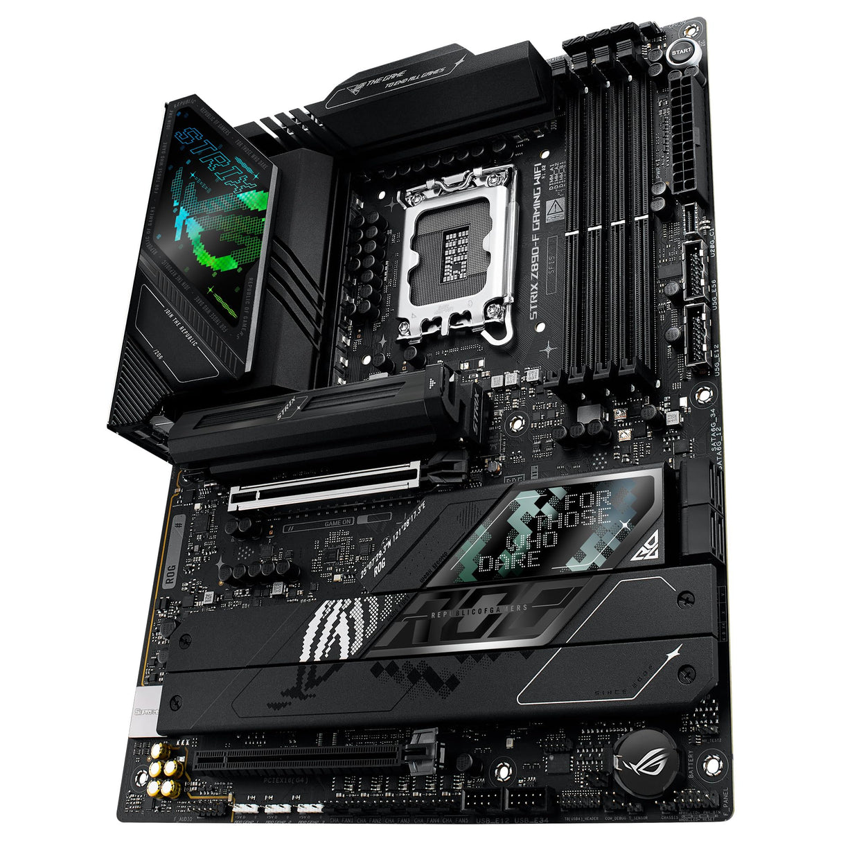 ASUS ROG Strix Z890-F Gaming WiFi - Placa Base ATX, 16+1+2+2 etapas de Potencia, DDR5, PCIe 5.0 Compatible con GPU de última generación, Cinco Ranuras M.2, WiFi 7, AI Overclocking, AI Networking II