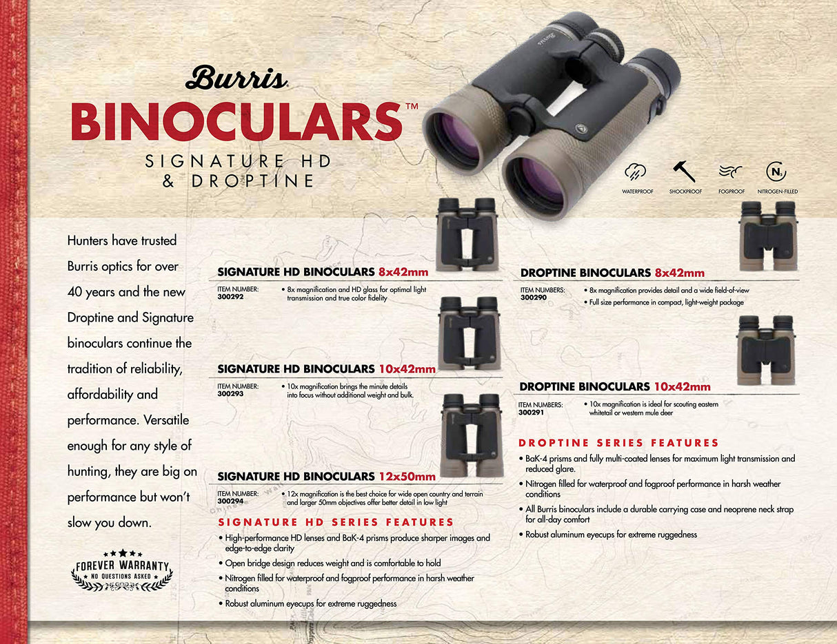 Burris 300292 Signature HD Binocular, 8 x 42 mm, Prisma de Techo, Color Negro
