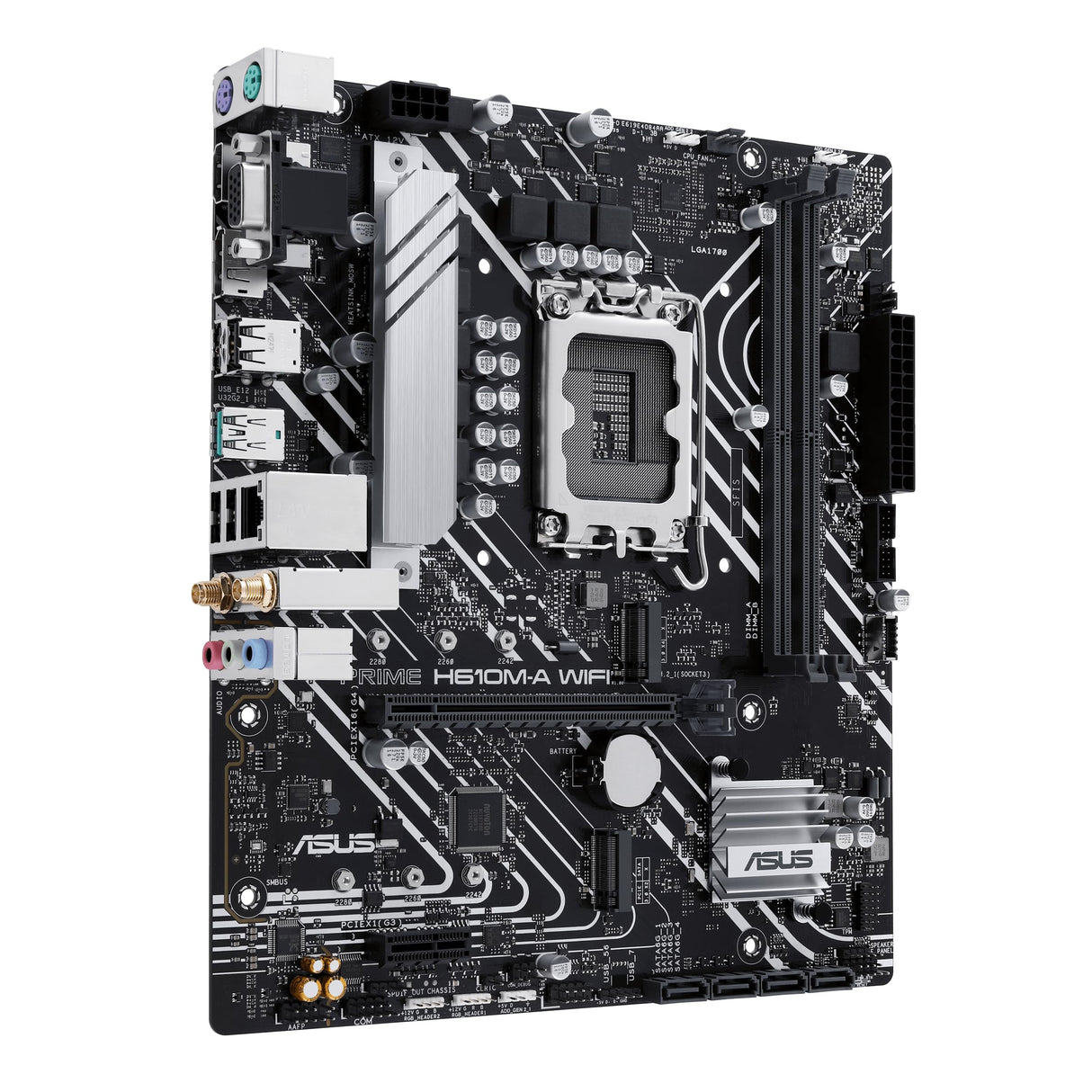 ASUS Prime H610M-A WiFi Intel H610 (LGA 1700) MATX Placa Base con PCIe 4.0, Ranuras M.2 duales, DDR5, Intel 1Gb Ethernet, DisplayPort, HDMI, VGA, Puertos USB 3.2Gen 2, cabeceras direccionables Gen 2,