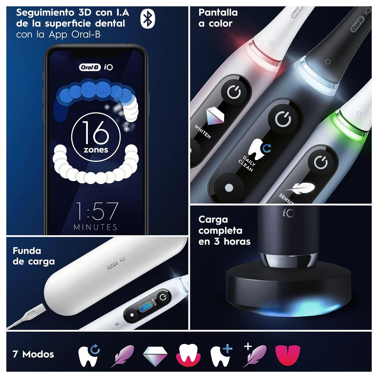 Oral-B iO 9 Cepillo de Dientes Eléctrico con Mango Recargable, 1 Cabezal, Estuche de Viaje con Cargador y Funda Magnética, Diseñado por Braun, Regalos Originales para Mujer y Hombre - Rosa