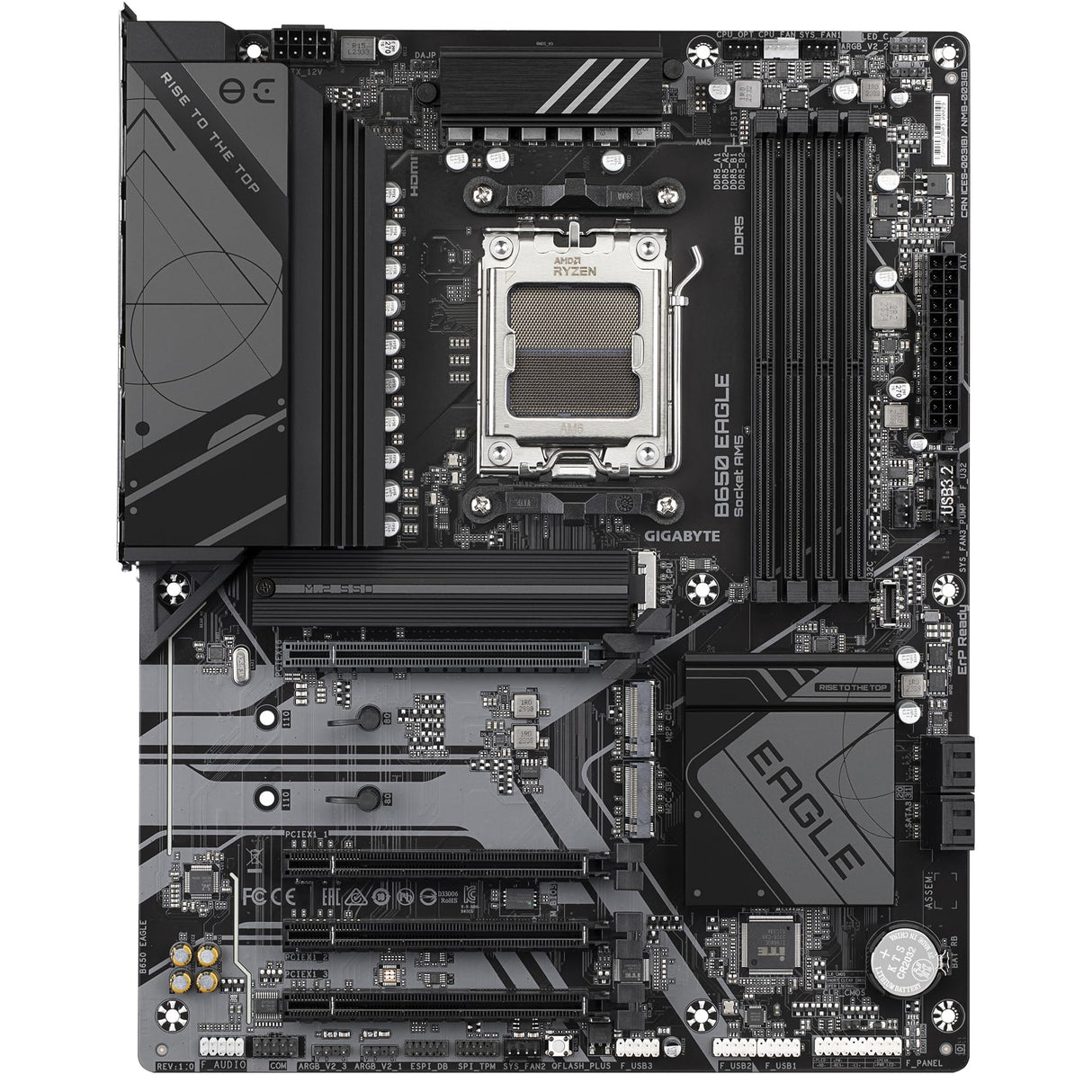 GIGABYTE B650 Eagle Placa Base - AMD Ryzen Serie 9000, VRM de 12+2+2 Fases, hasta 7600 MHz DDR5 (OC), 1xPCIe 5.0 + 2xPCIe 4.0 M.2, LAN GbE, USB 3.2 Gen 2