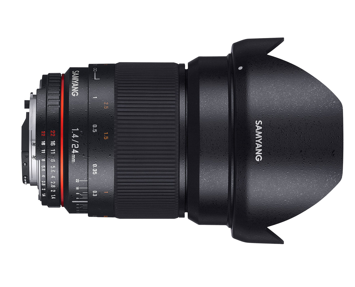 Samyang F1110806101 - Objetivo fotográfico DSLR para Sony E (Distancia Focal Fija 24mm, Apertura f/1.4-22 ED AS IF UMC, diámetro Filtro: 77mm), Negro