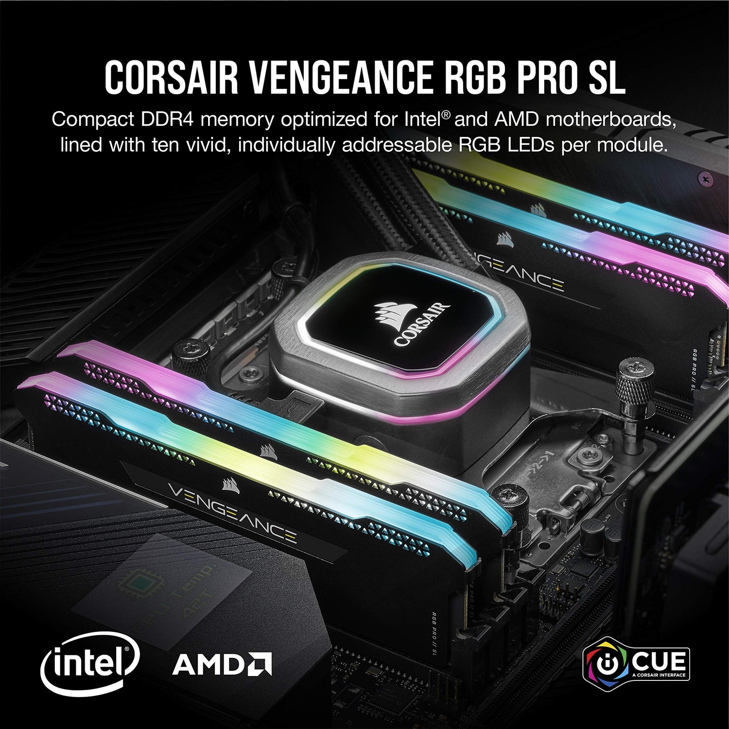 Corsair Vengeance RGB Pro SL 256 GB (8x32 GB) DDR4 3200MHz (PC4-25600) C16 Módulos de Memoria de Alto Rendimiento – Negro
