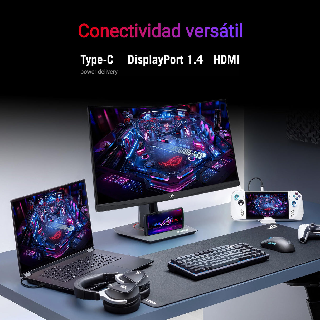 ASUS ROG Strix XG32WCMS - Monitor Gaming USB Tipo-C de 32 Pulgadas 2560x1440, Curvo, 280 Hz (sobre 144 Hz), 1 ms (GTG), Fast VA, Extreme Low Motion Blur Sync, Soporte para trípode, HDR