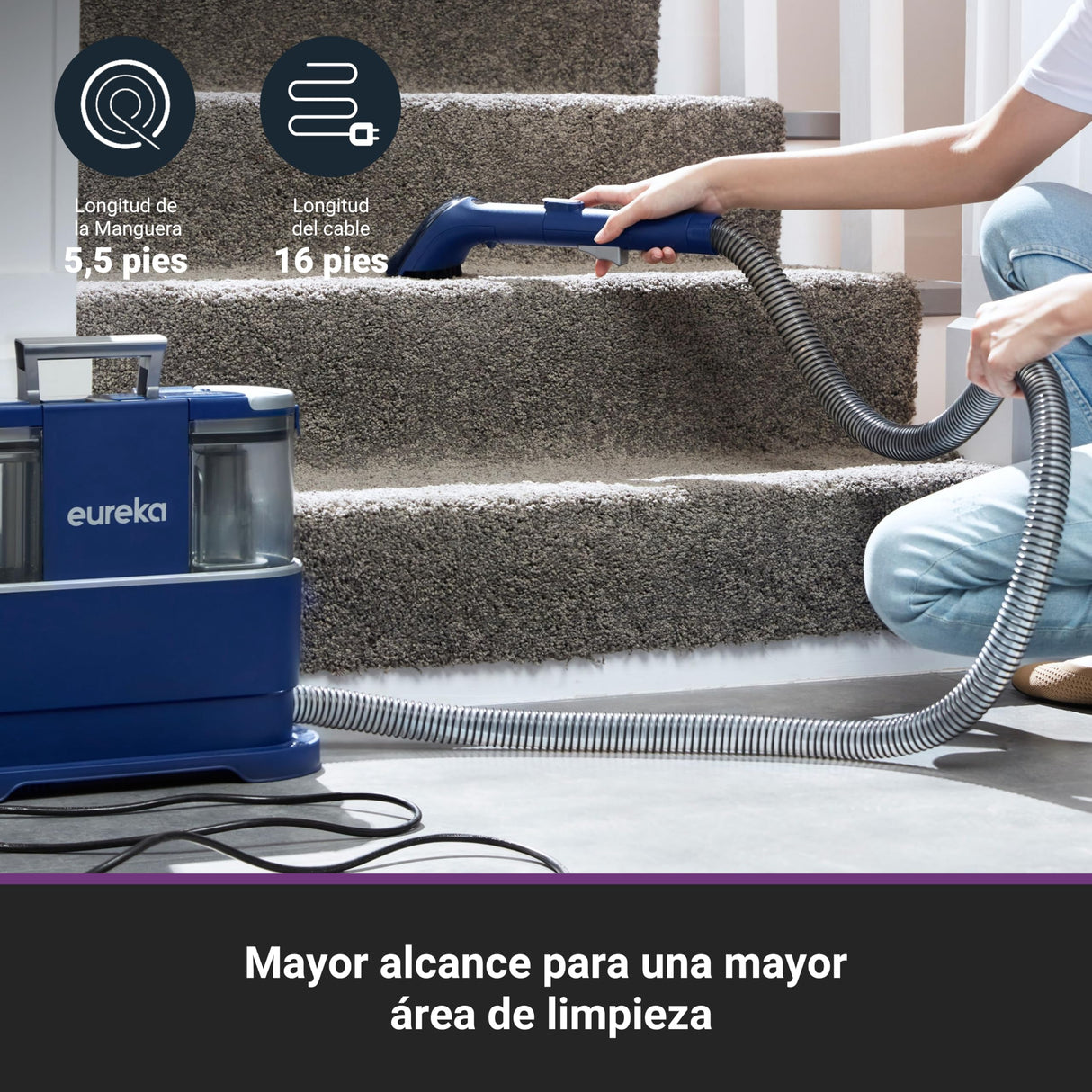 Eureka NEY100 Aspiradora de Agua Tapicería Limpiador de Tapicerias Lava Aspiradora de Manchas Limpiatapicerias Sofa para Alfombras, Moquetas, Tapicería, Escaleras y Coche con Fórmula Limpiadora