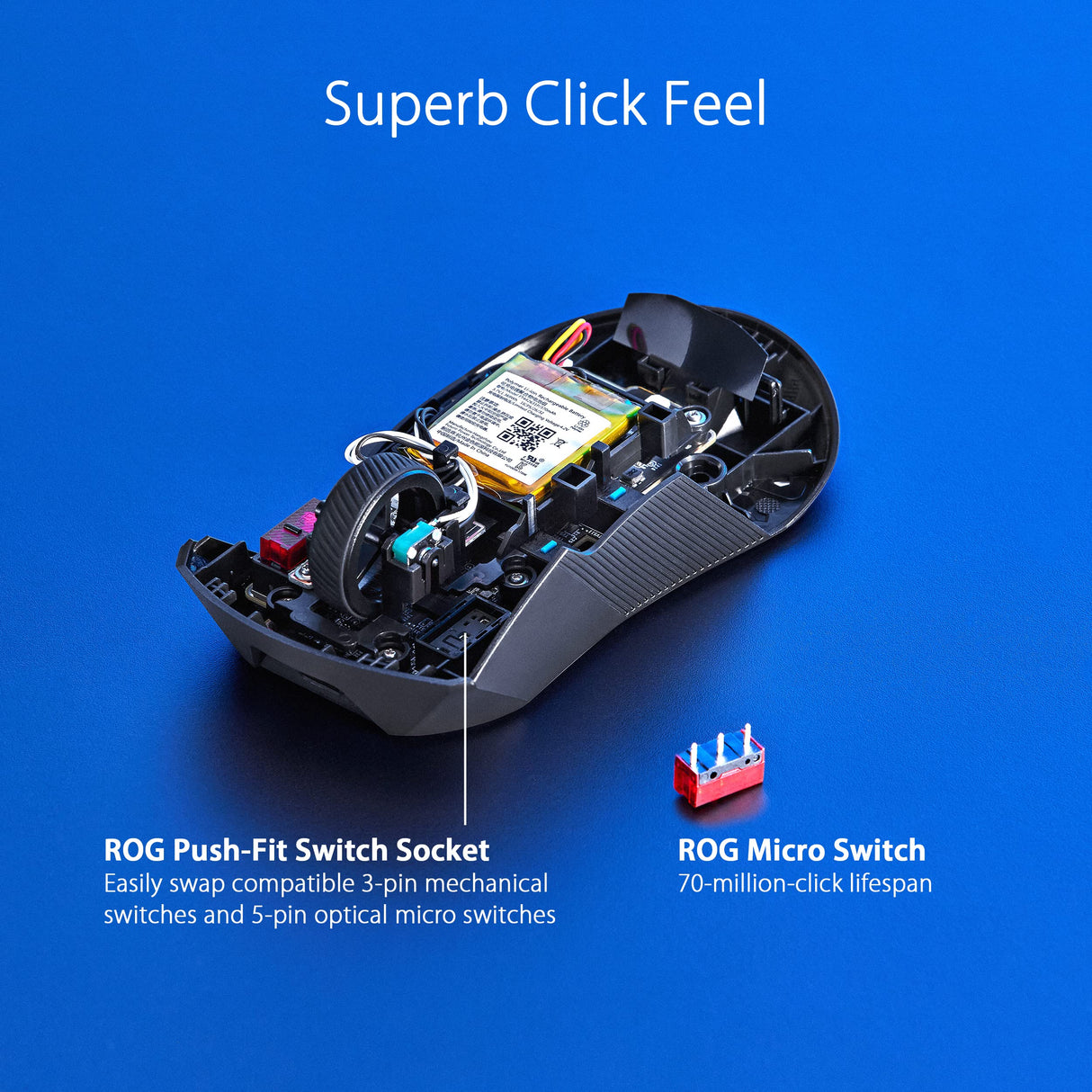 ASUS ROG Gladius III Wireless AimPoint - Ratón Gaming (Conectividad Triple 2.4GHz, Bluetooth, USB, 36000 dpi, 6 Botones programables, ROG SpeedNova, interruptores Intercambiables, Paracord), Blanco