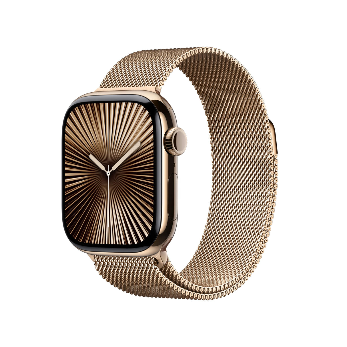 Apple Watch Series 10 GPS + Cellular Smartwatch con caja de titanio Oro de 46 mm y Pulsera Milanese Loop Oro - Talla S/M.Monitor de entreno, app ECG, pantalla Retina siempre activa y neutro en carbono