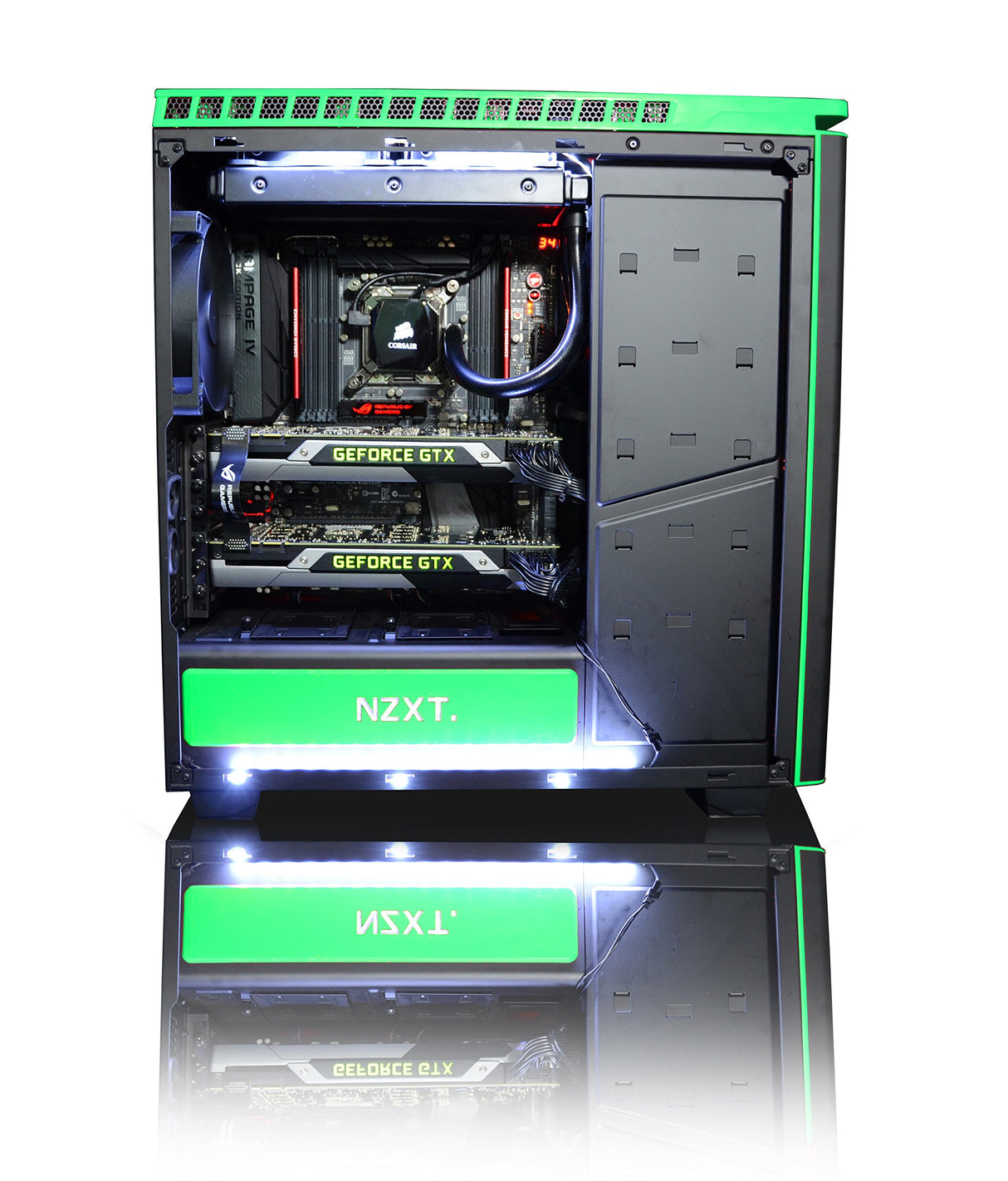 VIBOX Legend 32 - Ordenador para Gaming (27", Intel i7-5960X, 32 GB de RAM, 3 TB de Disco Duro, Nvidia Geforce GTX 980 Ti SLI, Windows 10) Color Negro y Verde - Teclado QWERTY Inglés