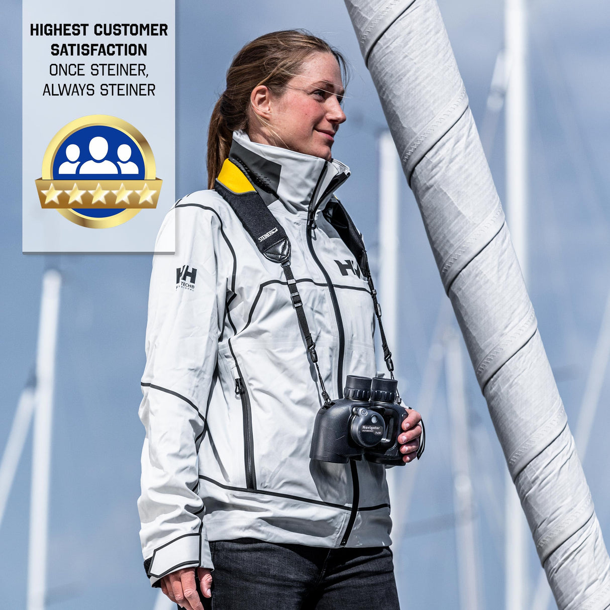 STEINER Prismáticos Marinos Navigator Autobright 7x50c: reducción del deslumbramiento del Agua y el Sol, brújula estabilizada HD, óptica de Calidad Alemana, Deportes acuáticos