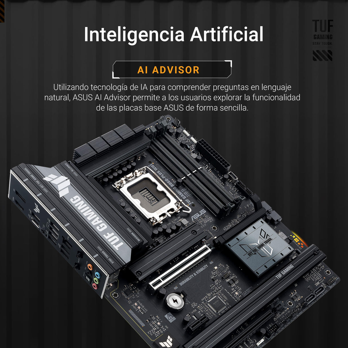 ASUS TUF Gaming B860-PLUS WiFi, Placa Base Intel ATX, 12+1+2+1 80A etapas de alimentación DrMOS, DDR5, PCIe 5.0, 3 Ranuras M.2, Wi-Fi 7, Realtek 2.5Gb Ethernet, DisplayPort, USB Tipo-C 20Gbps