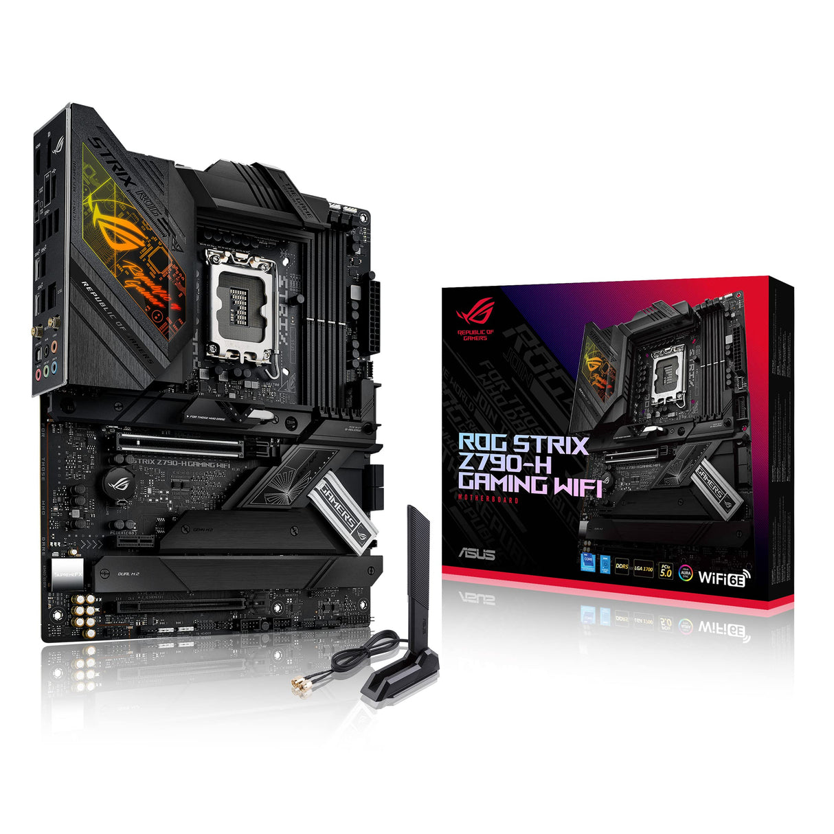 Asus WIFI PARA JUEGOS ROG STRIX Z790-H, Intel Z790, 1700, ATX, 4 DDR5, HDMI, DP, Wi-Fi 6E, LAN de 2,5 G, PCIe5, RGB, 4 x M.2