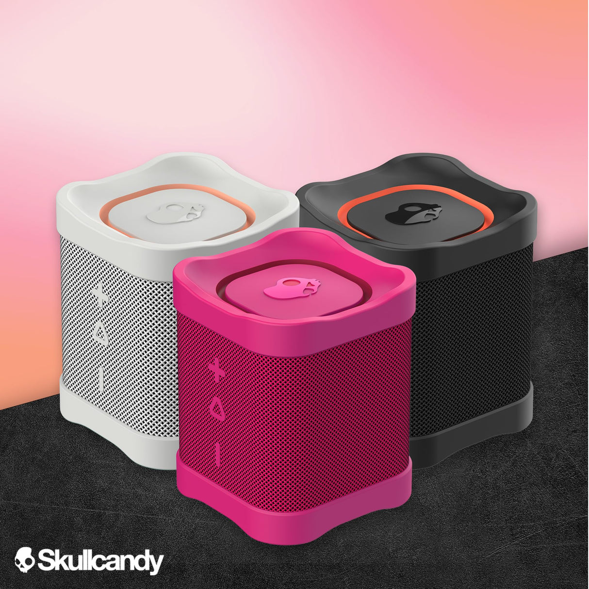 Skullcandy Terrain Mini Altavoz Portátil Inalámbrico con Bluetooth, Impermeabilidad IPX7, 14 Horas de Batería, True Wireless Stereo y Correa Integrada para Viajes y Uso en Exteriores - Hueso/Naranja