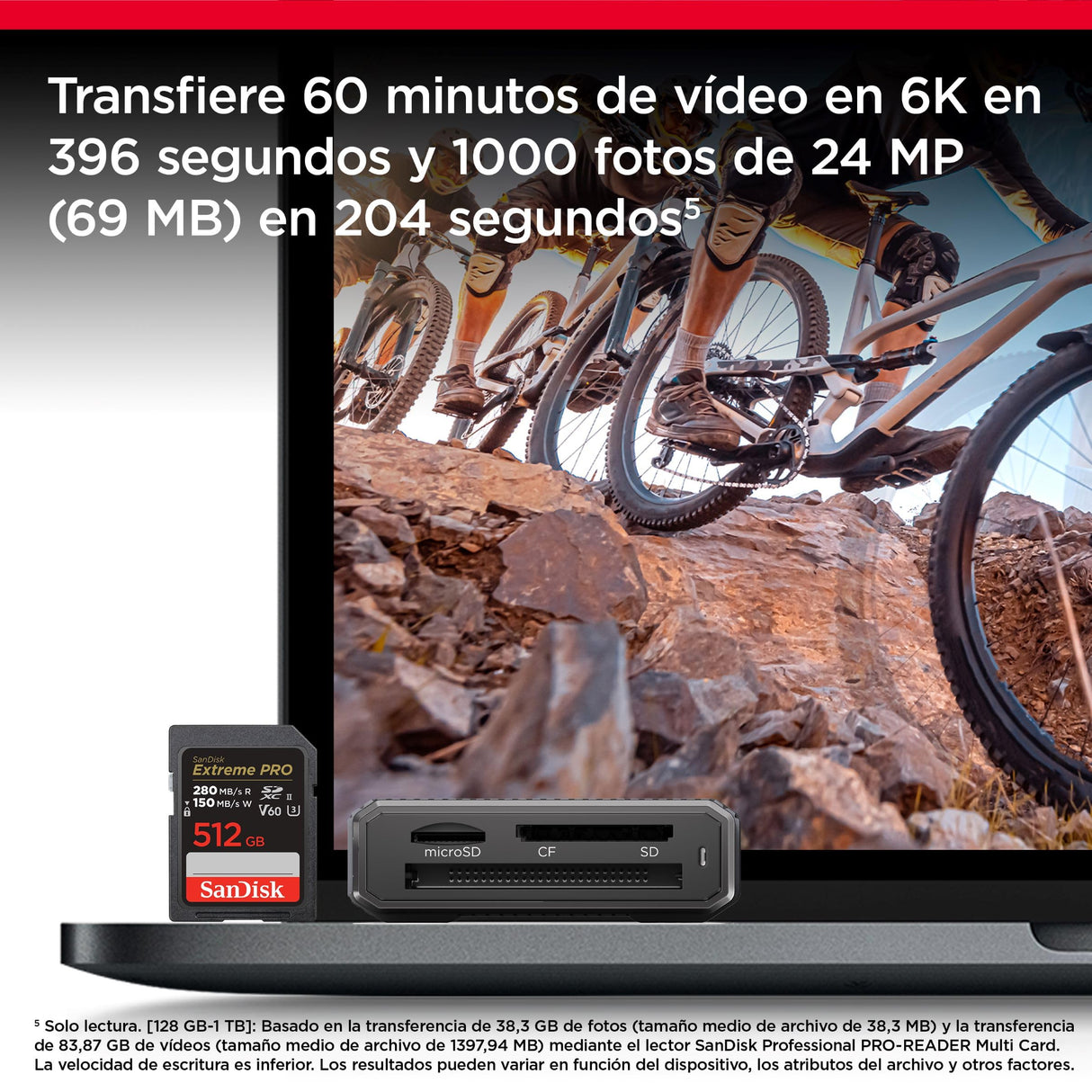 SanDisk 512 GB Extreme PRO Tarjeta de memoria SDXC, con hasta 280 MB/s, UHS-II, C10, U3, V60
