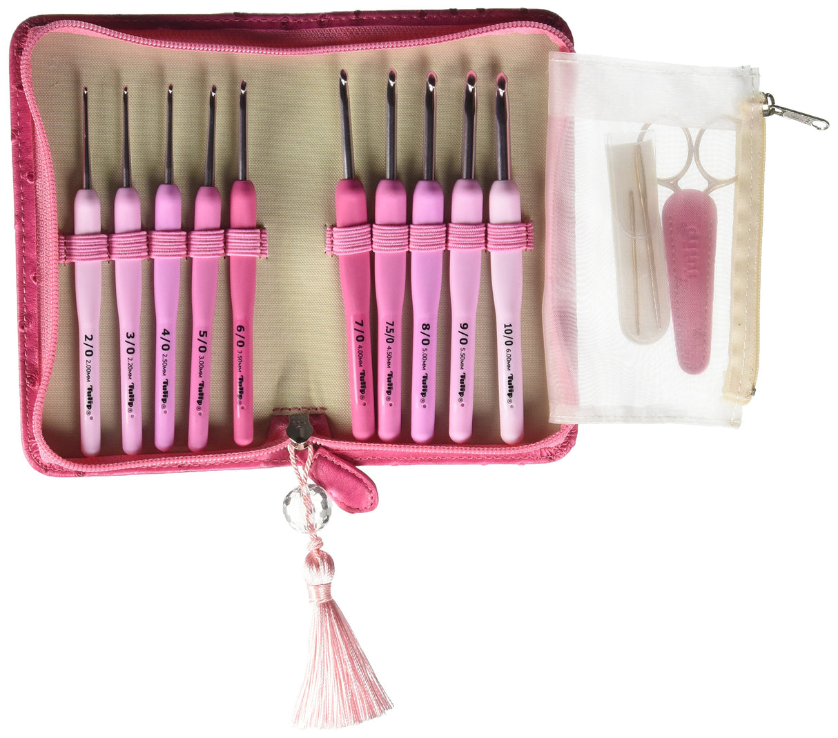 Tulip Etimo Rose Crochet Hook Set-10 Hooks/Scissors/Yarn Needles/Case