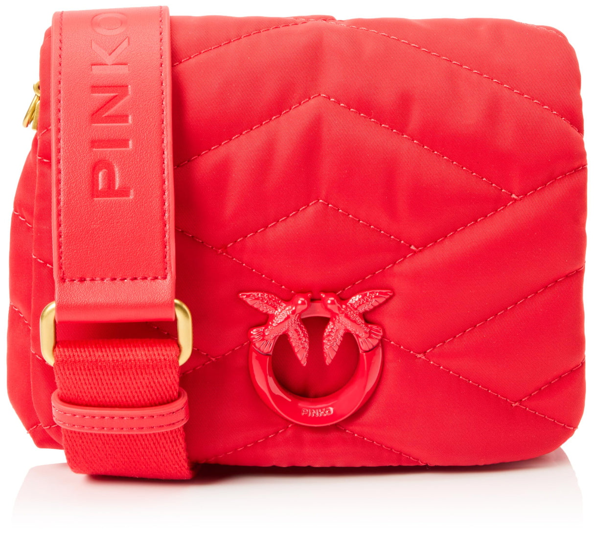 Pinko Love Click Puff Baby Recycled Nylon Puzzle Edredón, Bolsa para Mujer, R30b_Rojo-Block Color