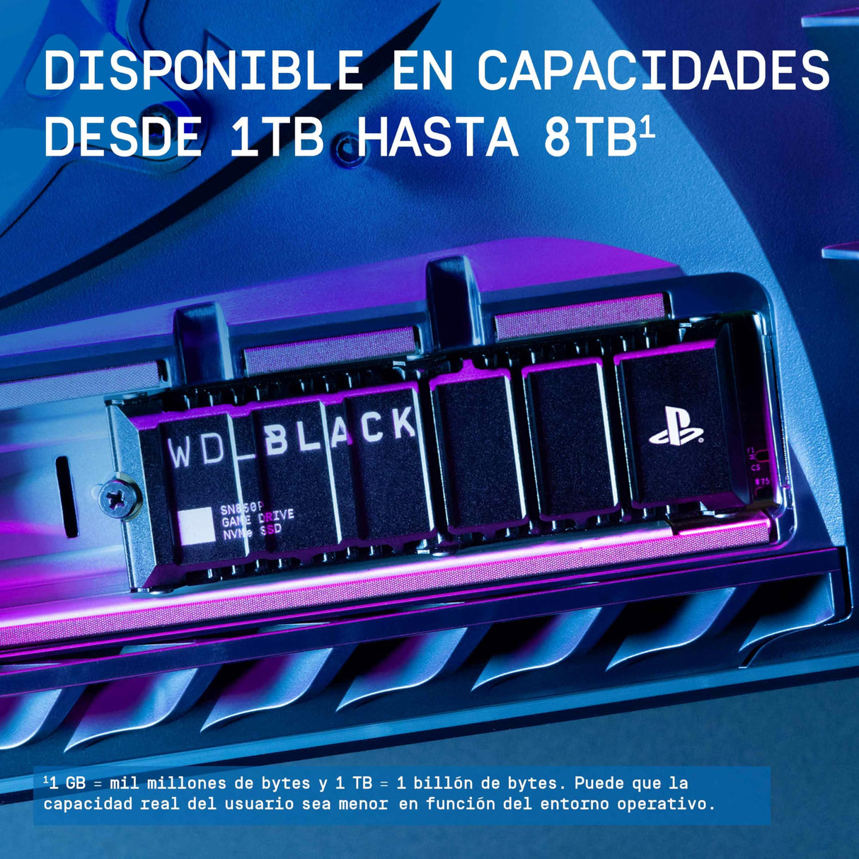 WD_BLACK SN850P 8TB PS5 SSD, Licencia Oficial para Consolas Playstation 5 PS5, Velocidades hasta 7200 MB/s, M.2 2280 PCIe NVMe SSD con Disipador Optimizado, SSD para Juegos internos, Negro