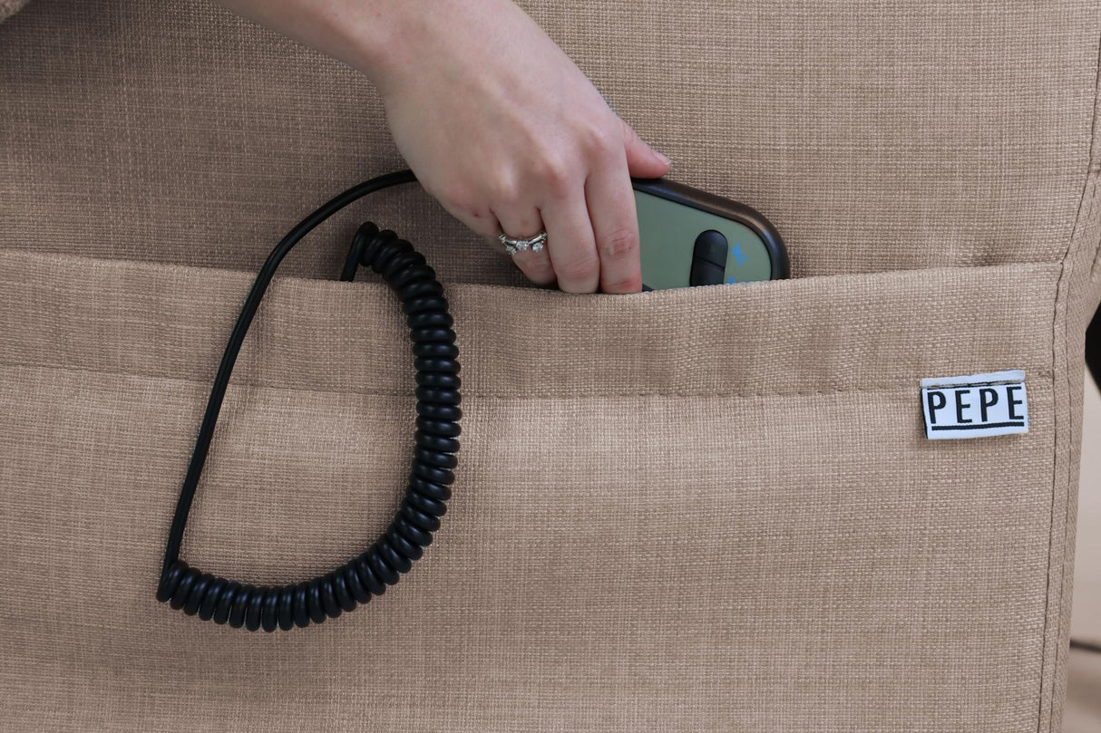 PEPE Mobility Sillon Relax Reclinable Electrico (Tela Lino) Levanta Personas con Mando, Butaca Confort Gente Mayor Beige