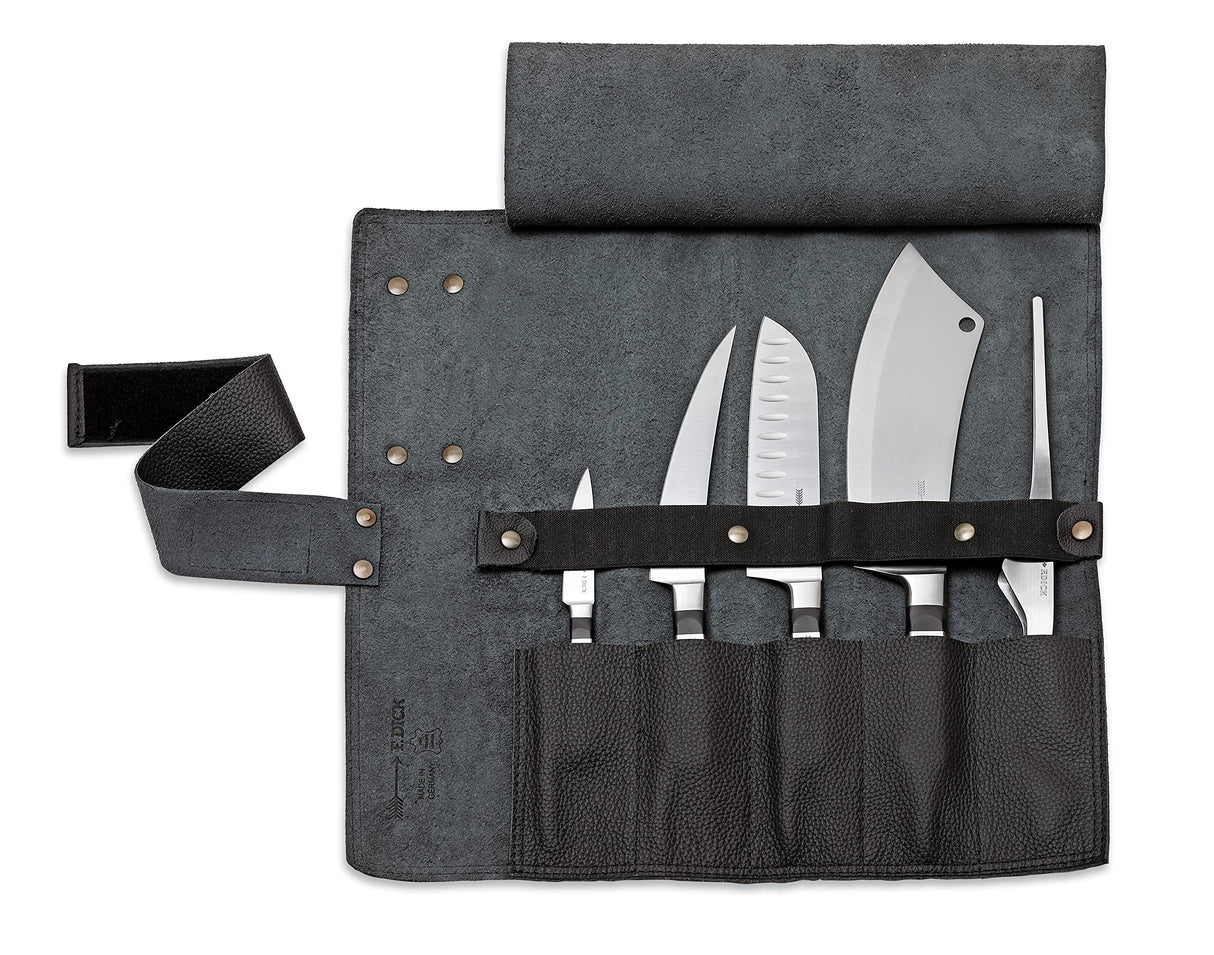 F.DICK 1905 8196800-01 - Bolsa de Piel con Ruedas (5 Piezas, Color Negro, Incluye Cuchillo de Oficina, Cuchillo de Cocina, Pinzas de Buffet)