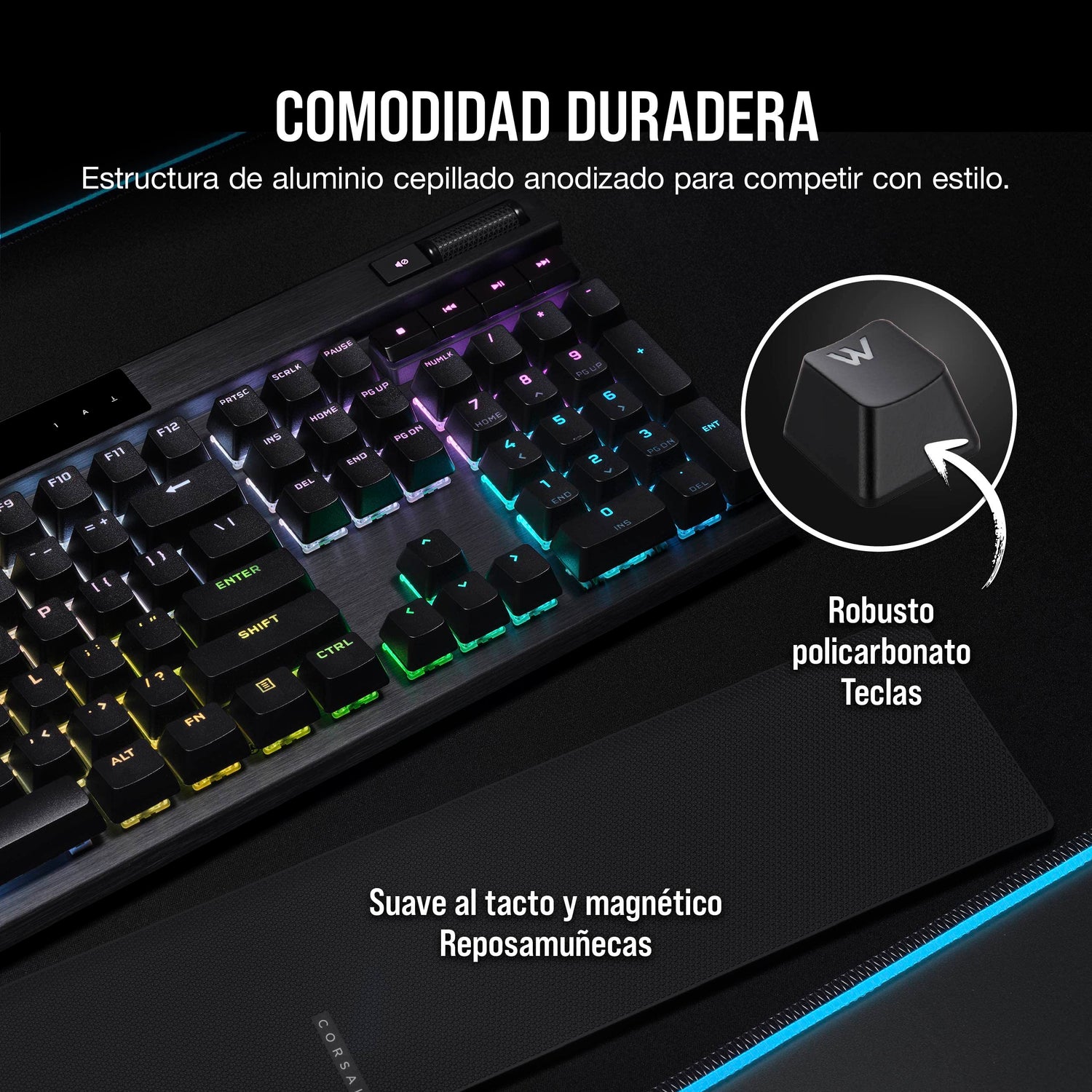 Corsair K70 PRO Teclado para Juegos con Cable Óptico-Mecánico RGB - Interruptores Lineales OPX - Teclados PBT Double-Shot - Compatible con iCUE - QWERTY ES - PC, Xbox - Negro