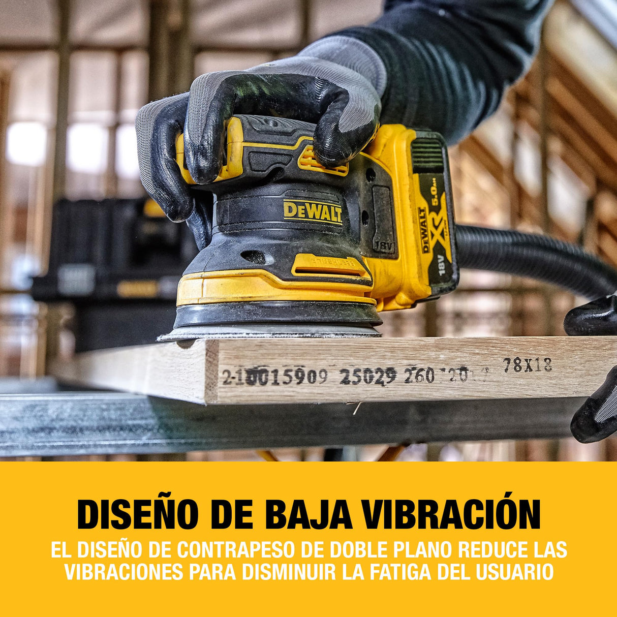 DEWALT Lijadora sin escobillas de 125 mm, 18V XR, Sin batería ni cargador, DCW210N-XJ