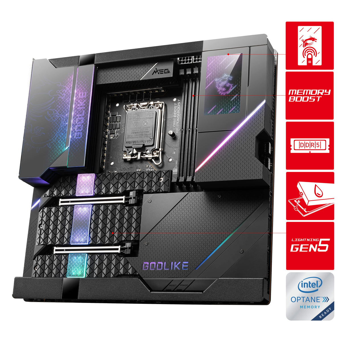 MSI Meg Z690 GODLIKE - Placa Base para Juegos (E-ATX, Intel Core de 12 generación, LGA 1700 Socket, DDR5, PCIe 5, LAN 10G, Ranuras M.2, Wi-Fi 6E), 7D26-001R