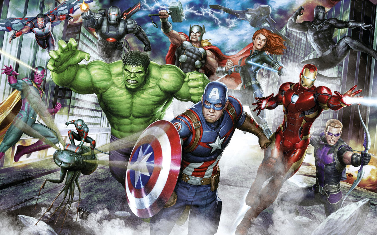 Komar WTD - Papel pintado fotográfico (400 x 250 cm), diseño de Los Vengadores de Marvel